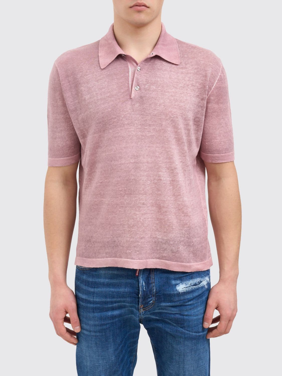 Avant Toi Linen and Cotton Polo Shirt