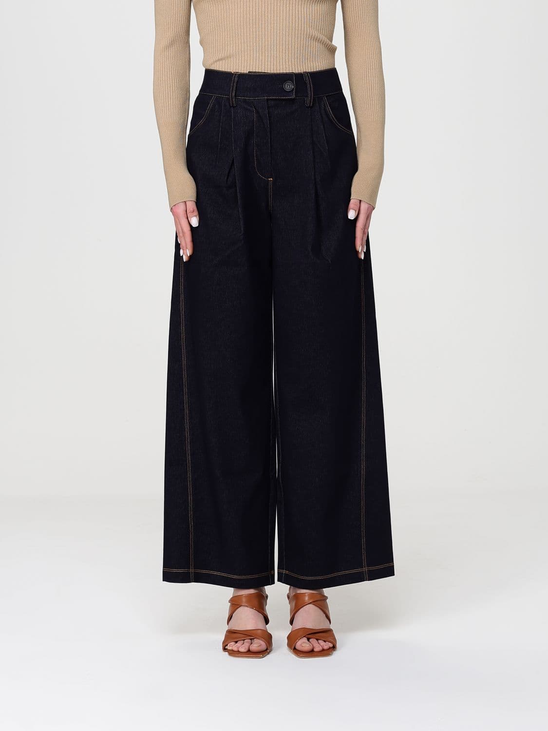 Mm Max Mara Cotton Blend Trousers · L