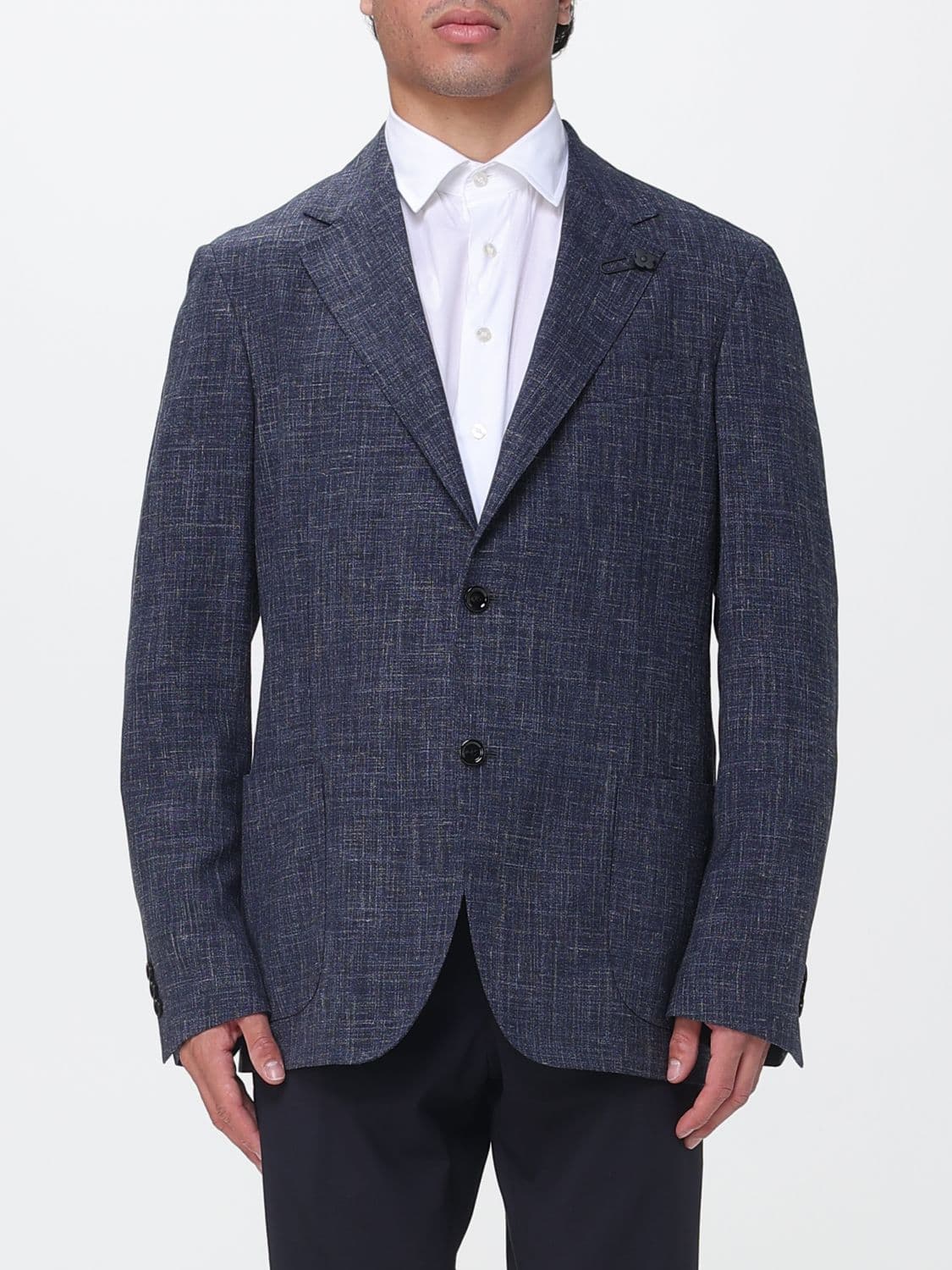 Lardini Single-Breasted Blazer in Wool Linen and Silk