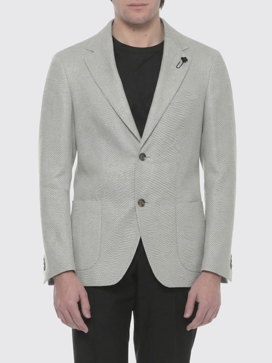 Lardini Single-Breasted Blazer in Virgin Wool and Linen