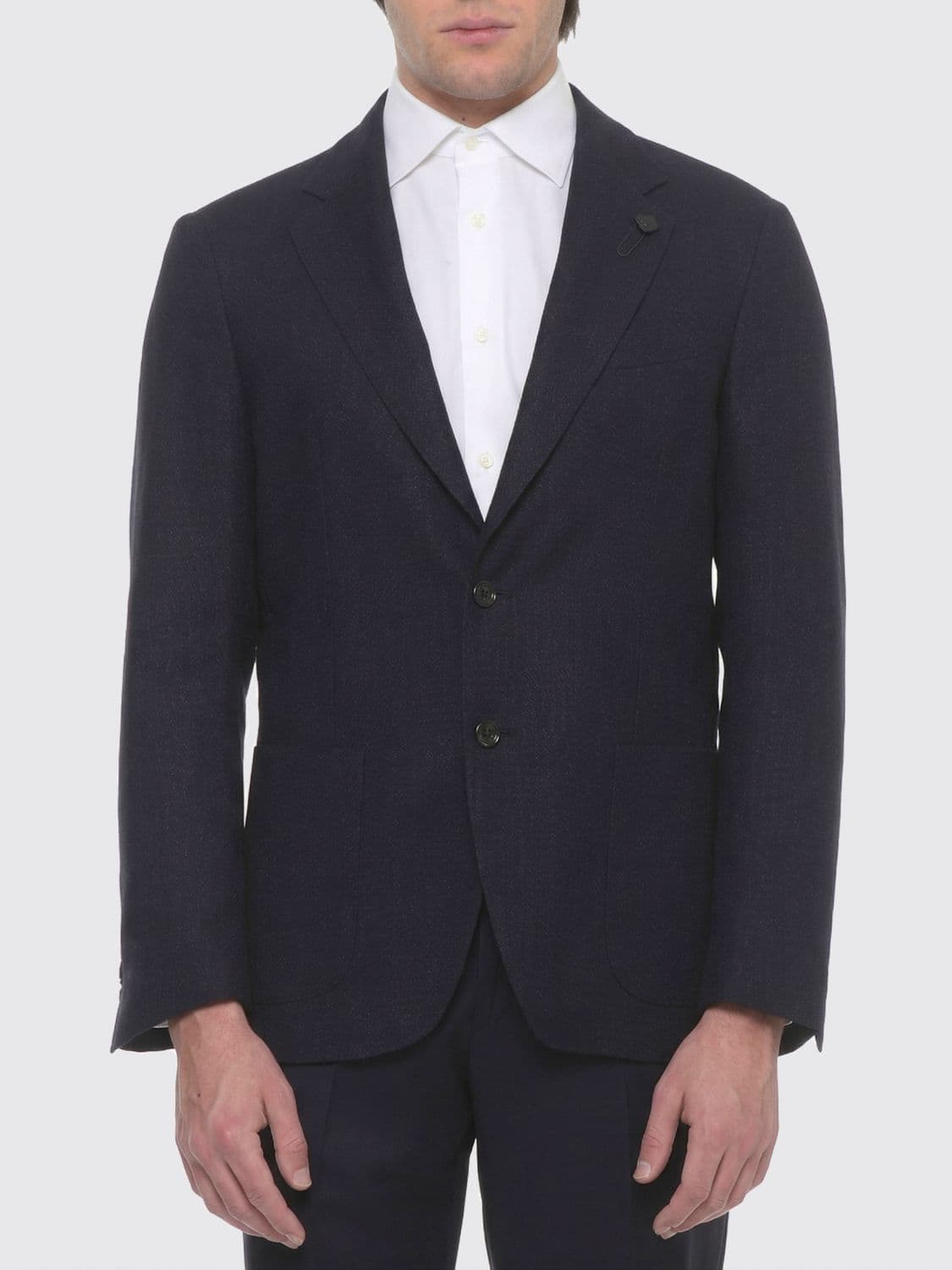 Lardini Single-Breasted Blazer in Virgin Wool and Linen