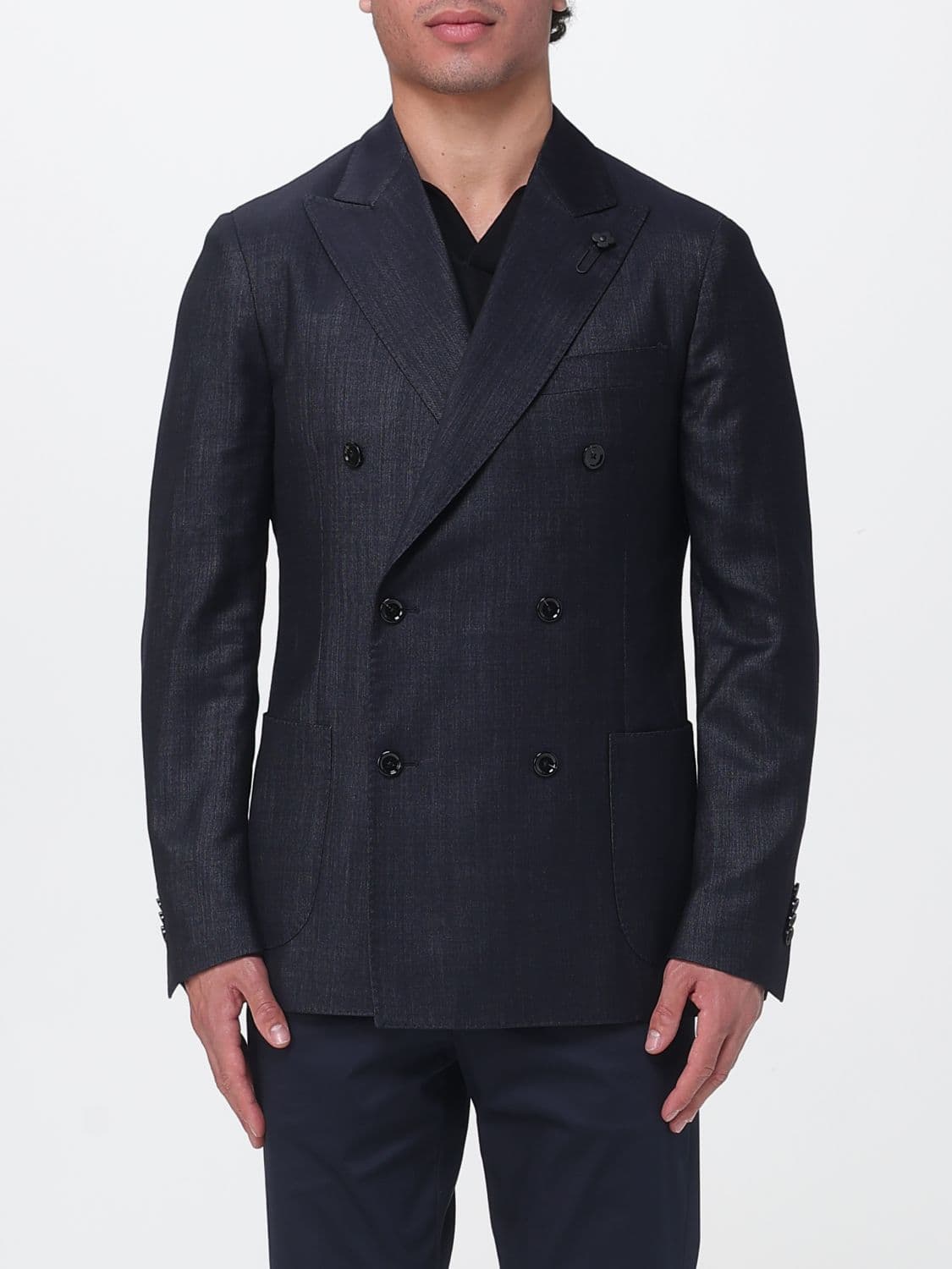 Lardini Double-Breasted Wool Blend Blazer