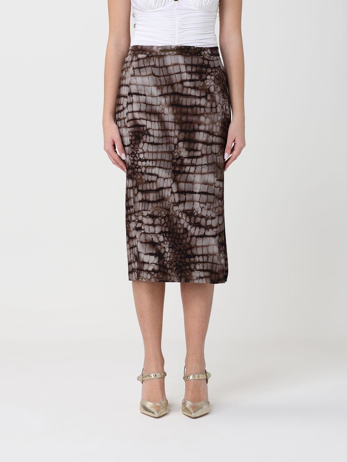 Elisabetta Franchi Viscose Skirt with Crocodile Print