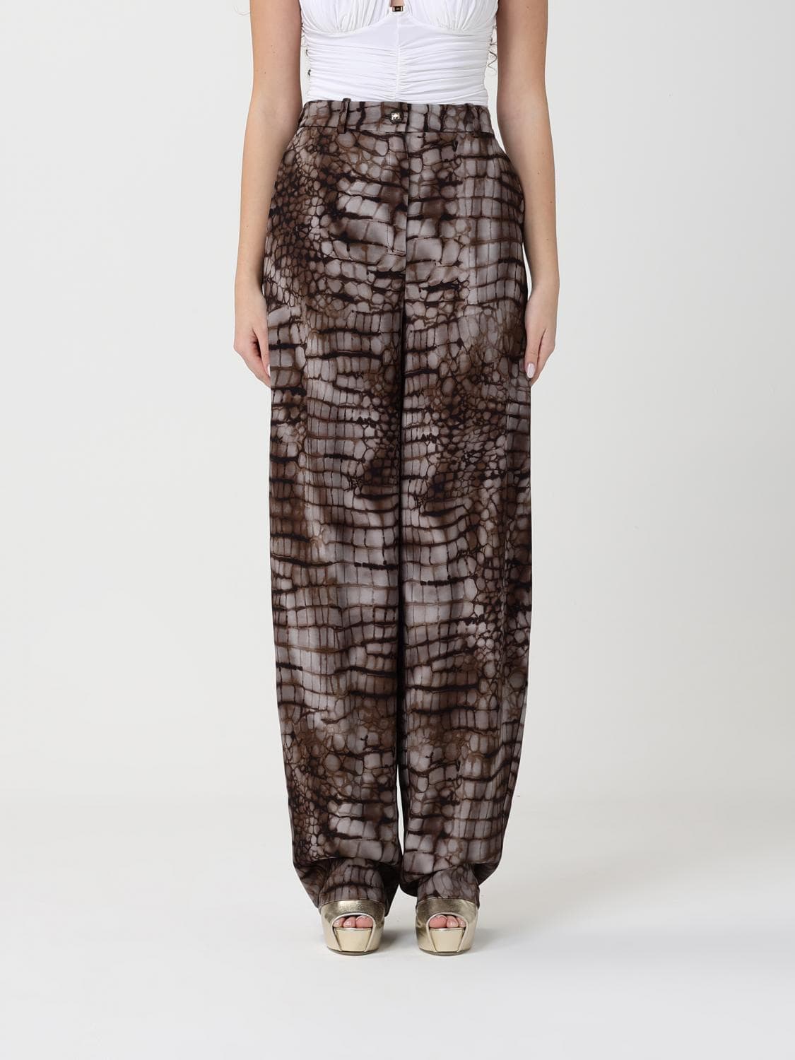 Elisabetta Franchi Viscose Trousers with Python Print