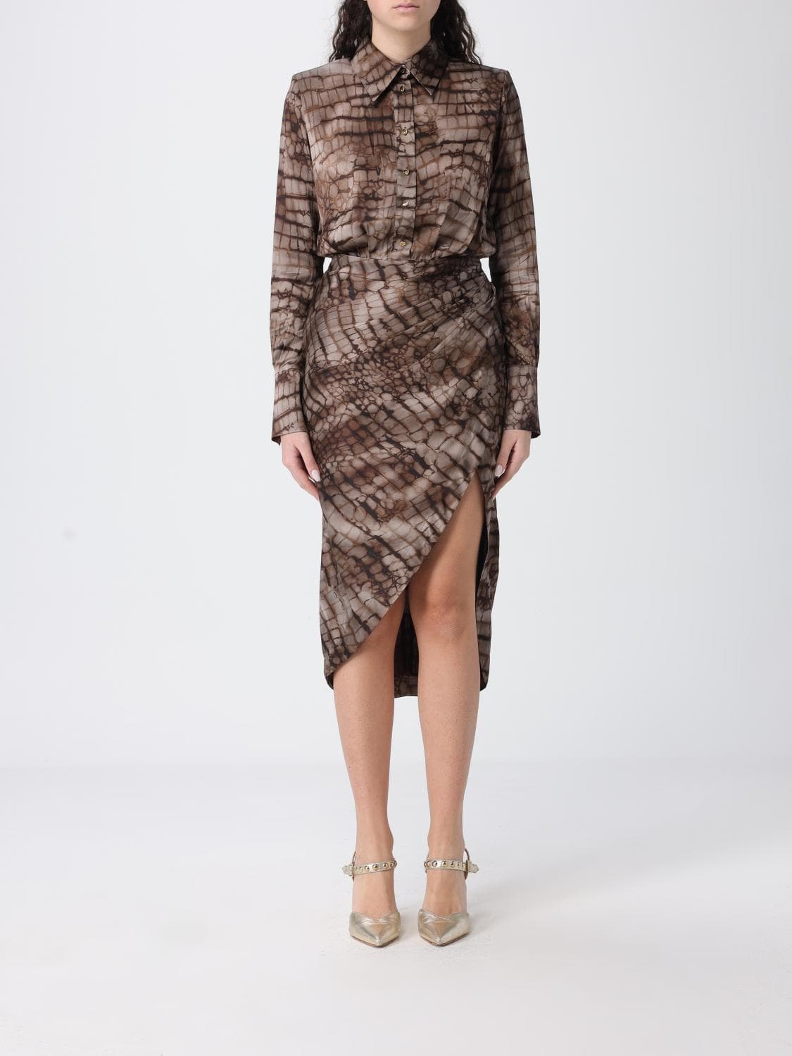 Elisabetta Franchi Viscose Chemisier Dress with Python Pattern