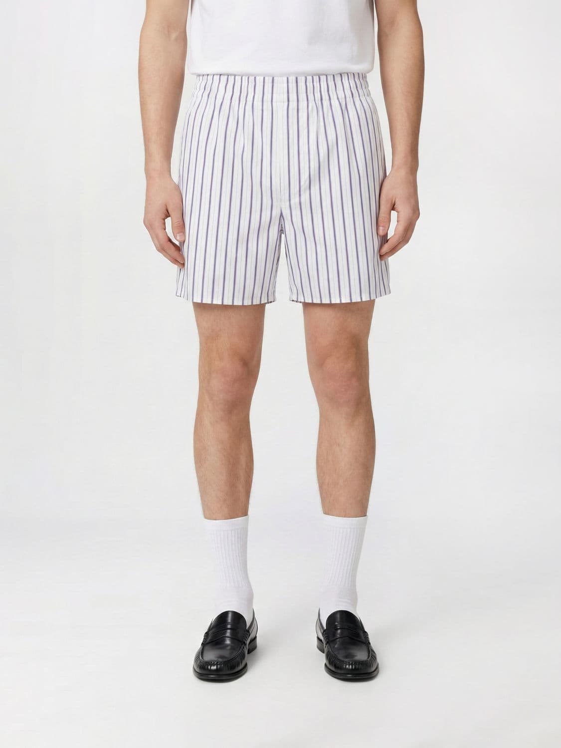 Ami Paris Striped Cotton Shorts