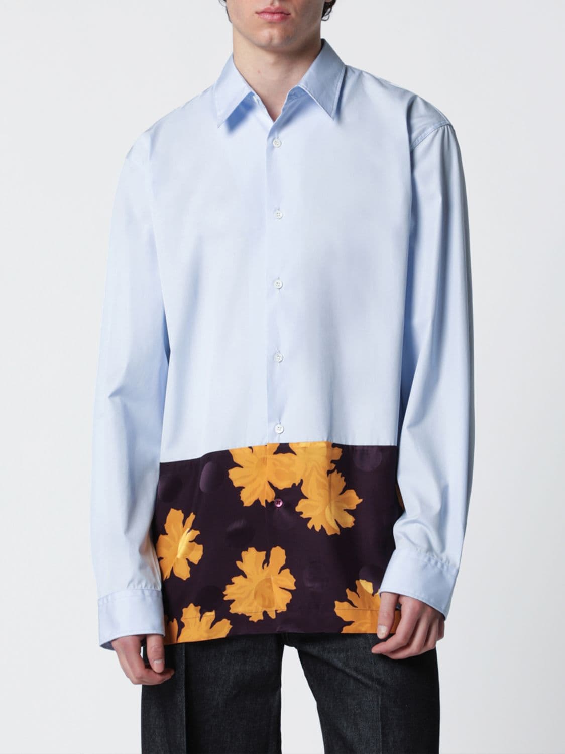 Dries Van Noten Patchwork Cotton Blend Shirt