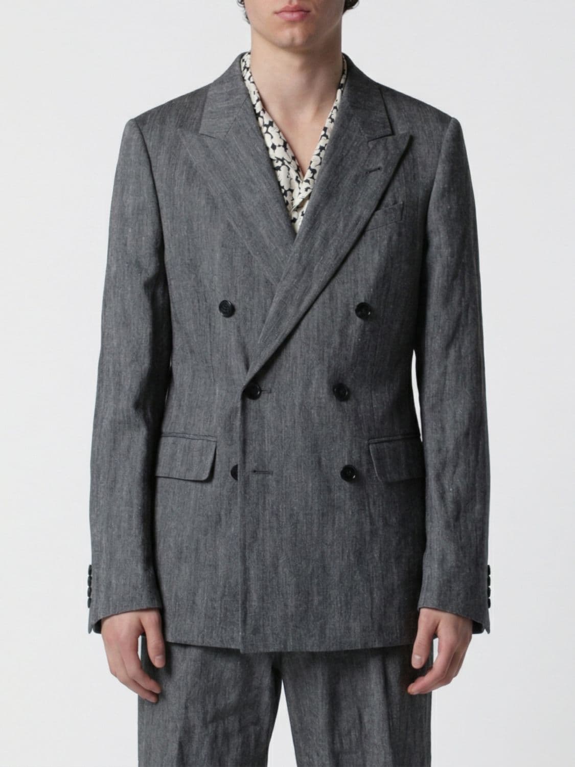 Dries Van Noten Cotton and Lurex Linen Double-Breasted Blazer