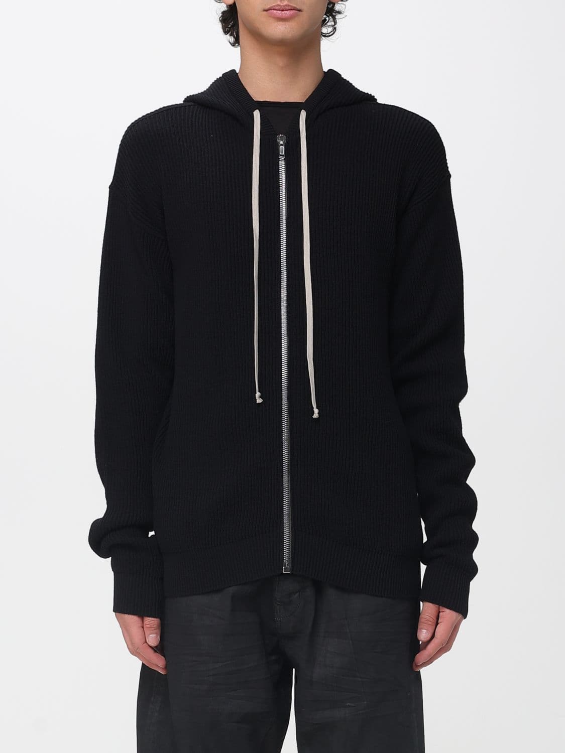 Rick Owens Hooded Cardigan in Virgin Wool