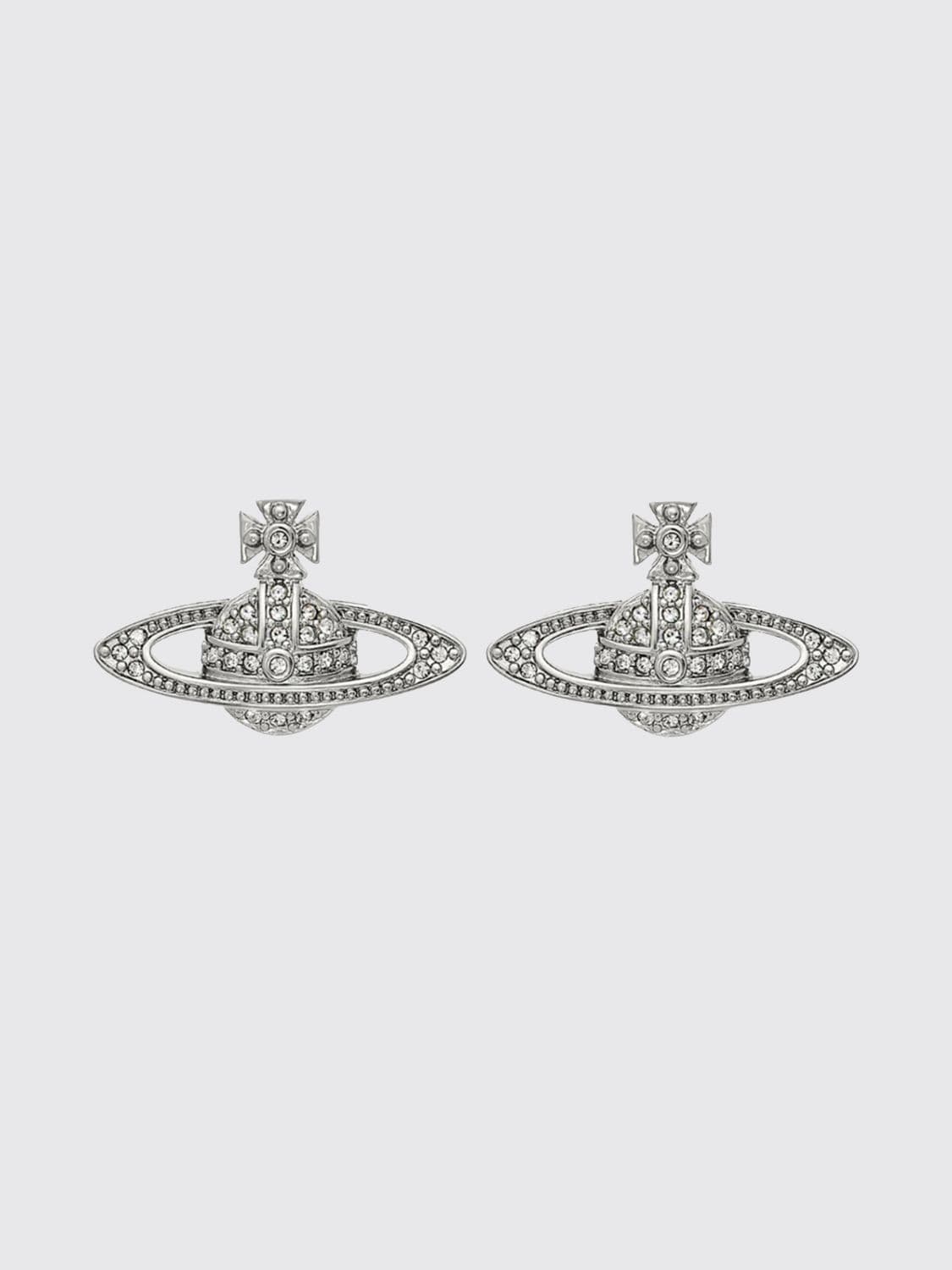 Vivienne Westwood Orb Brass Earrings with Set Rhinestones