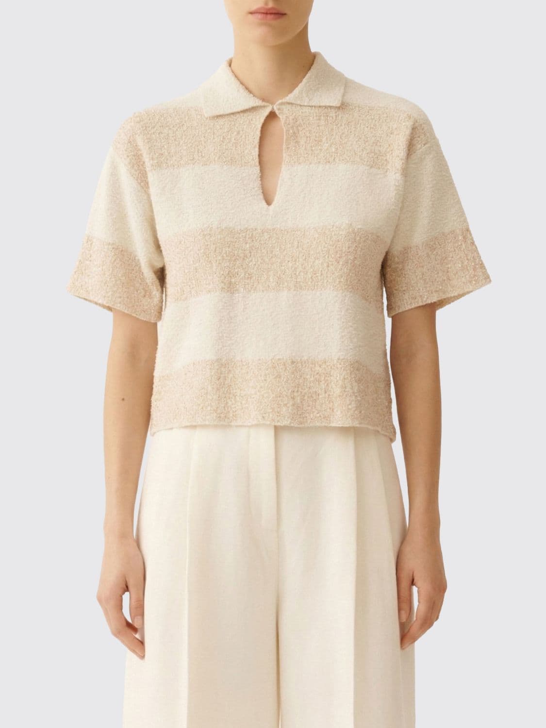 Fabiana Filippi Striped Cotton Knit Polo Shirt