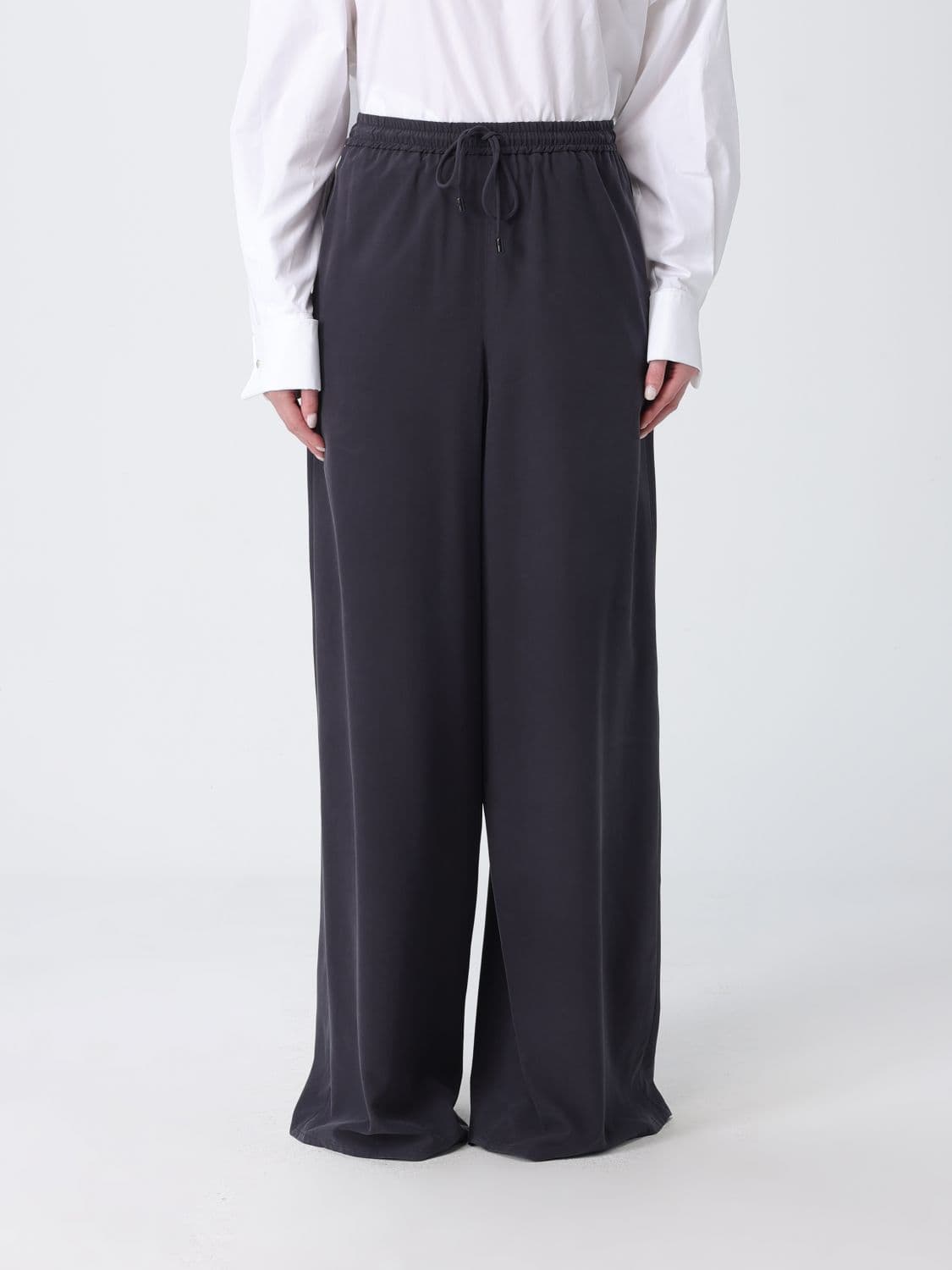 Max Mara Silk Wide-Leg Trousers with Drawstring