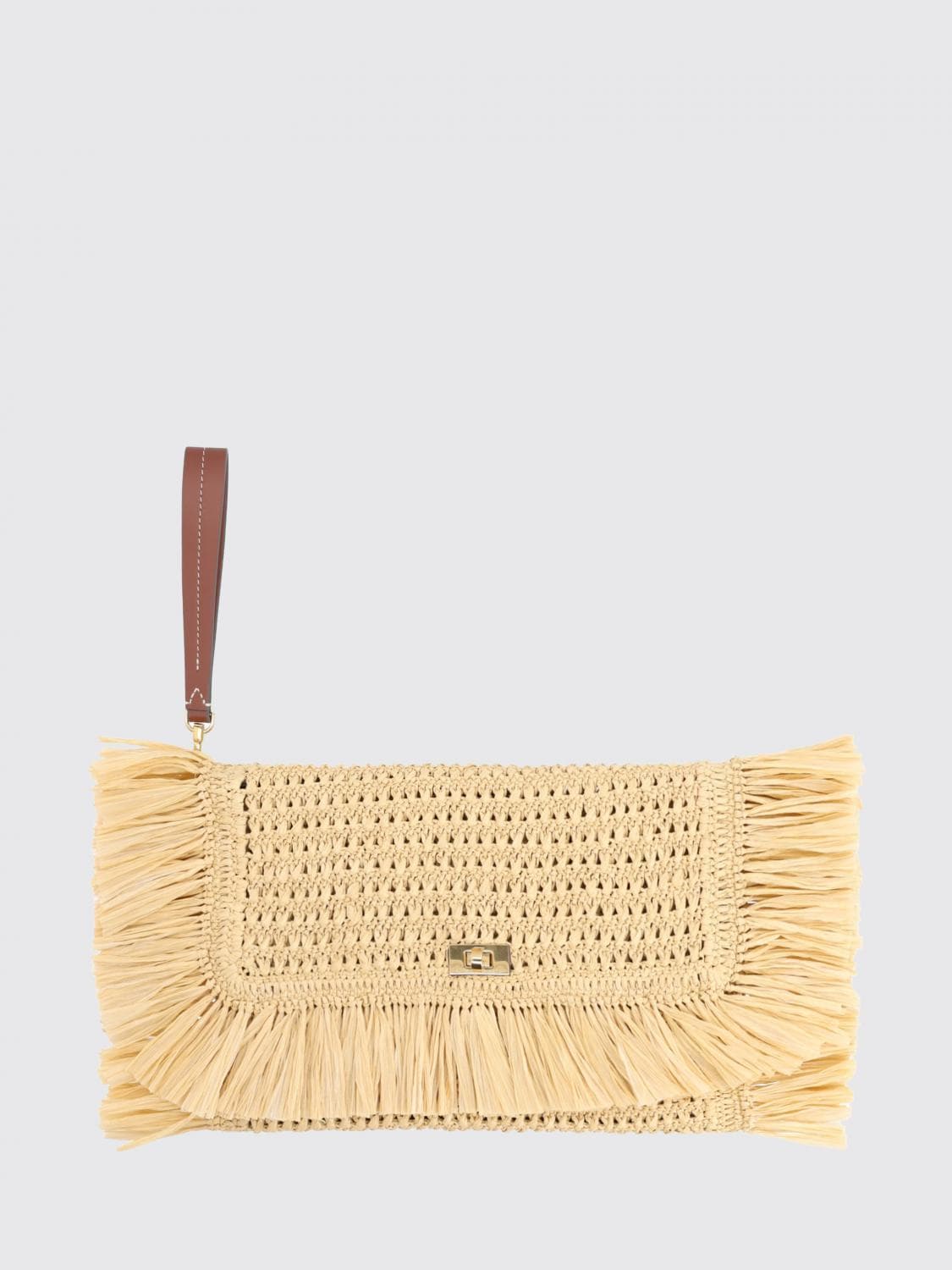 Anya Hindmarch Crochet Raffia Clutch with Fringed Edges · OS