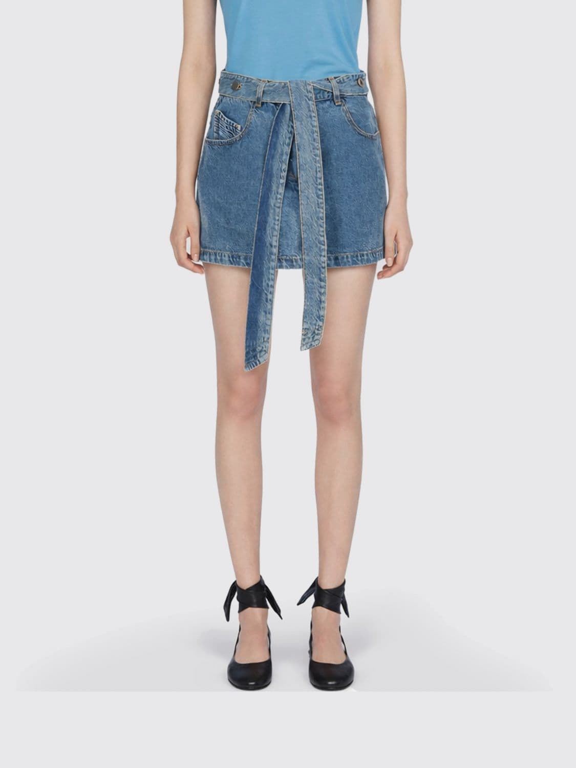 The Attico Cotton Denim Mini Skirt
