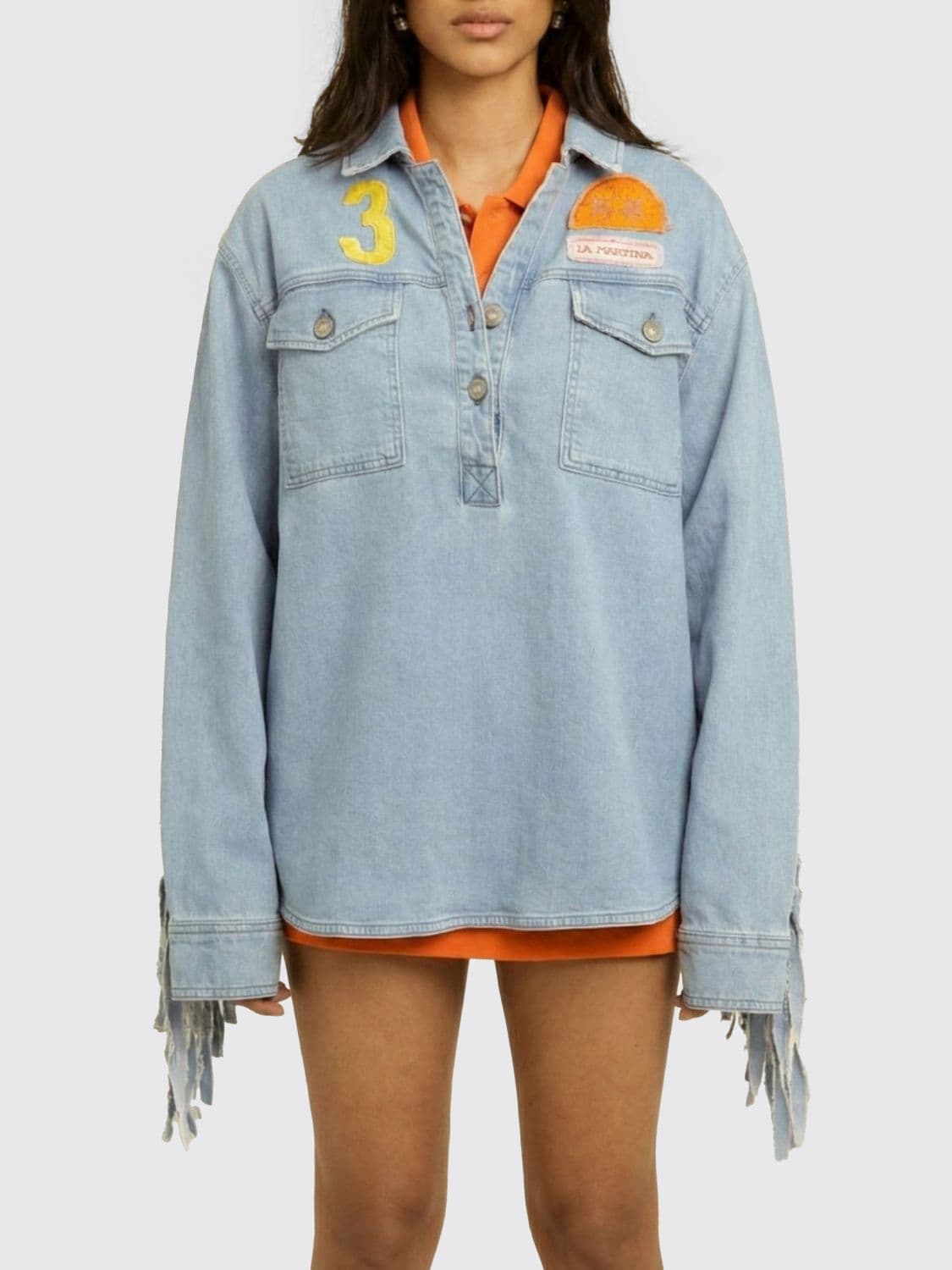 La Martina Denim Shirt with Fringes