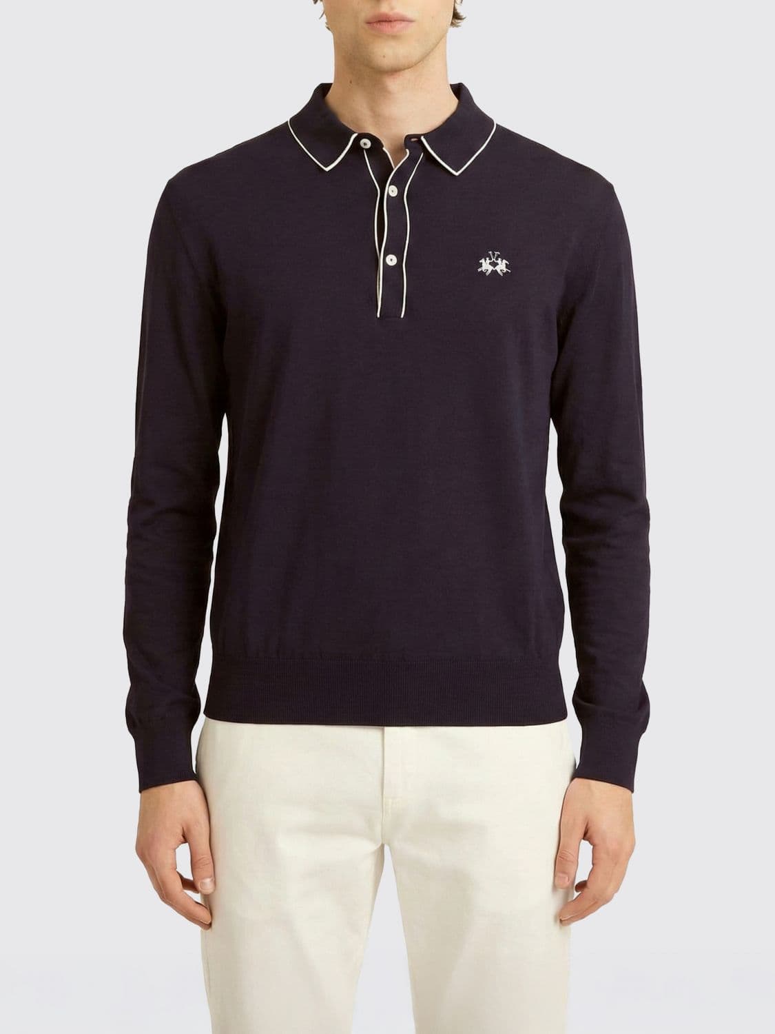 La Martina Cotton and Silk Polo with Logo