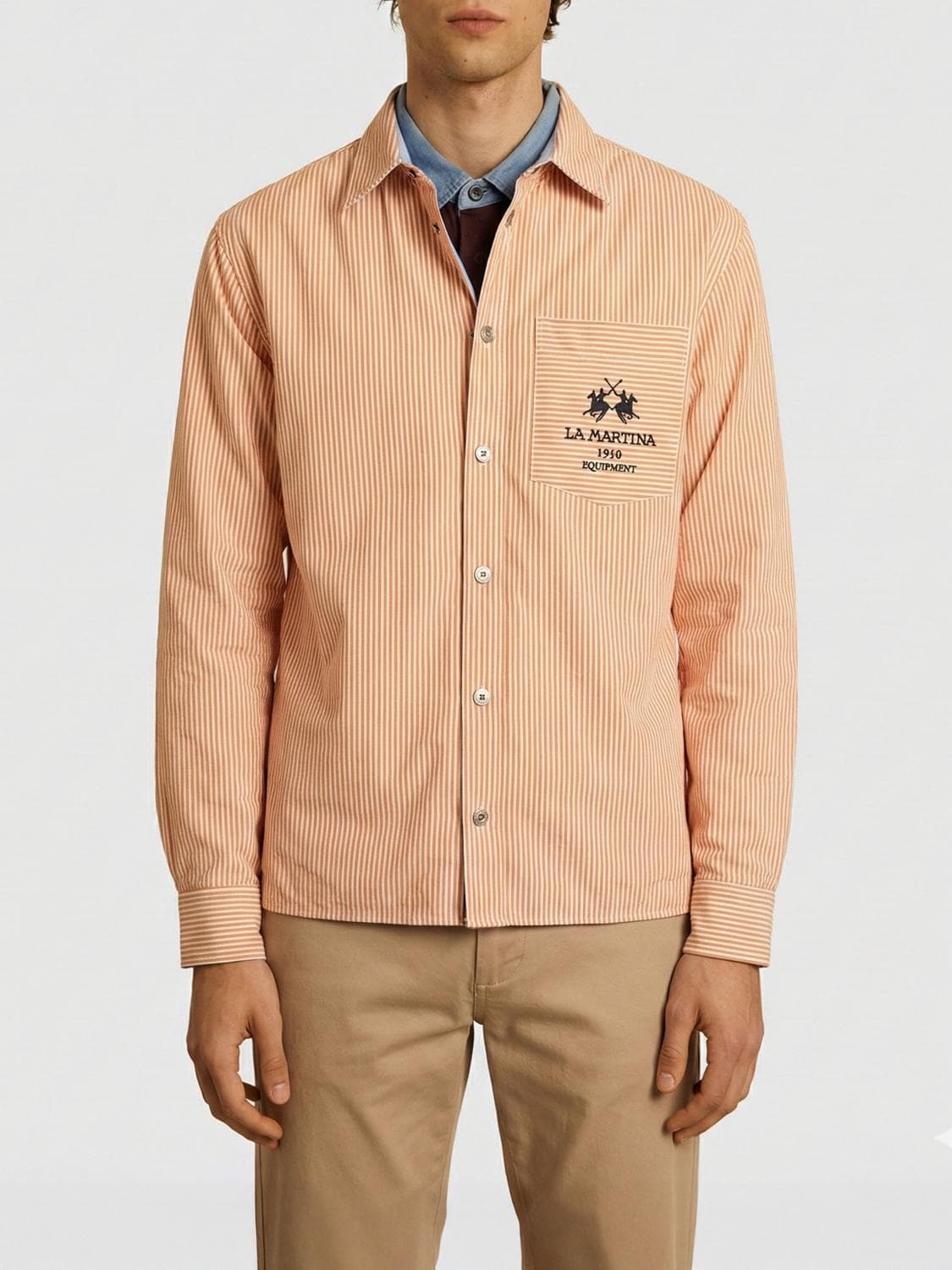 La Martina Striped Cotton Shirt Jacket