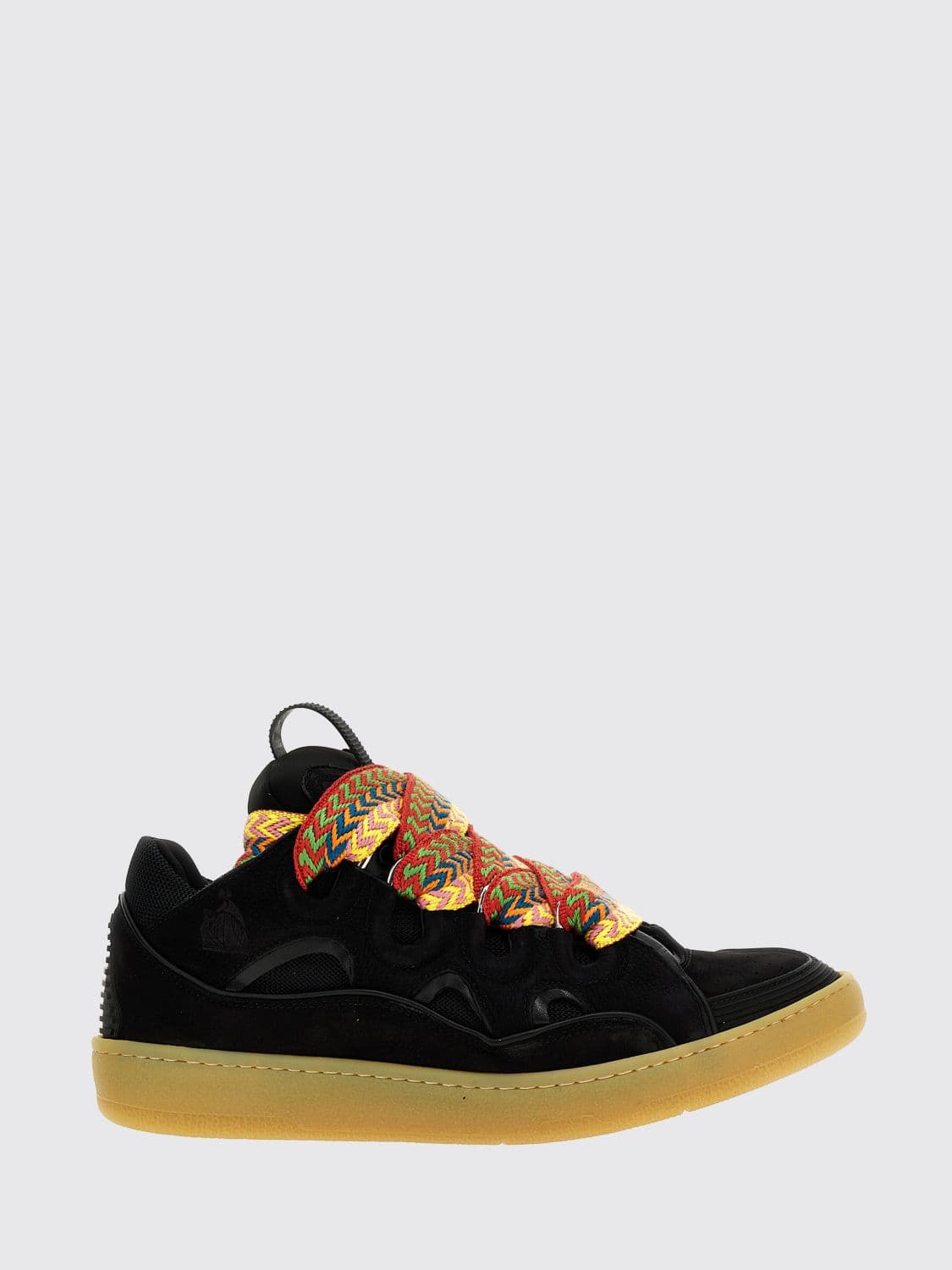 Lanvin Suede and Mesh Curb Sneakers