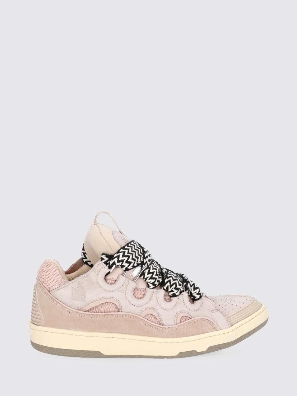 Lanvin Suede and Mesh Curb Sneakers