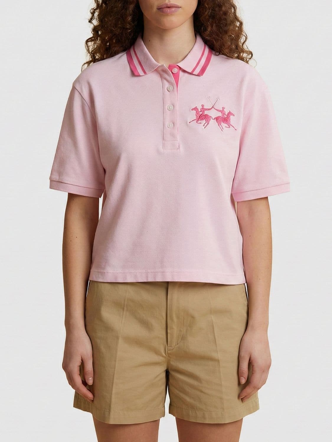La Martina Cotton Polo Shirt with Embroidered Logo