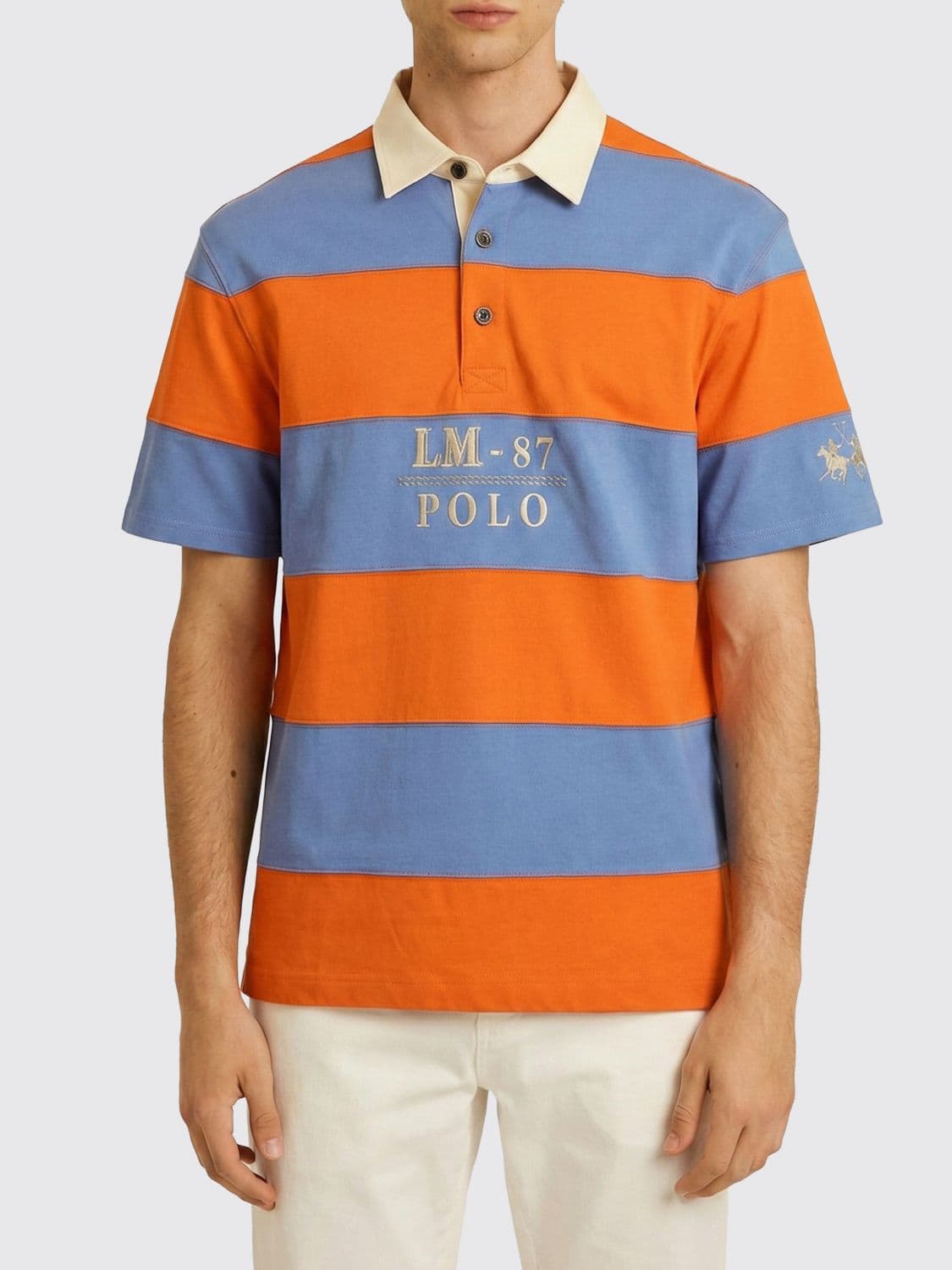 La Martina Striped Cotton Polo with Logo