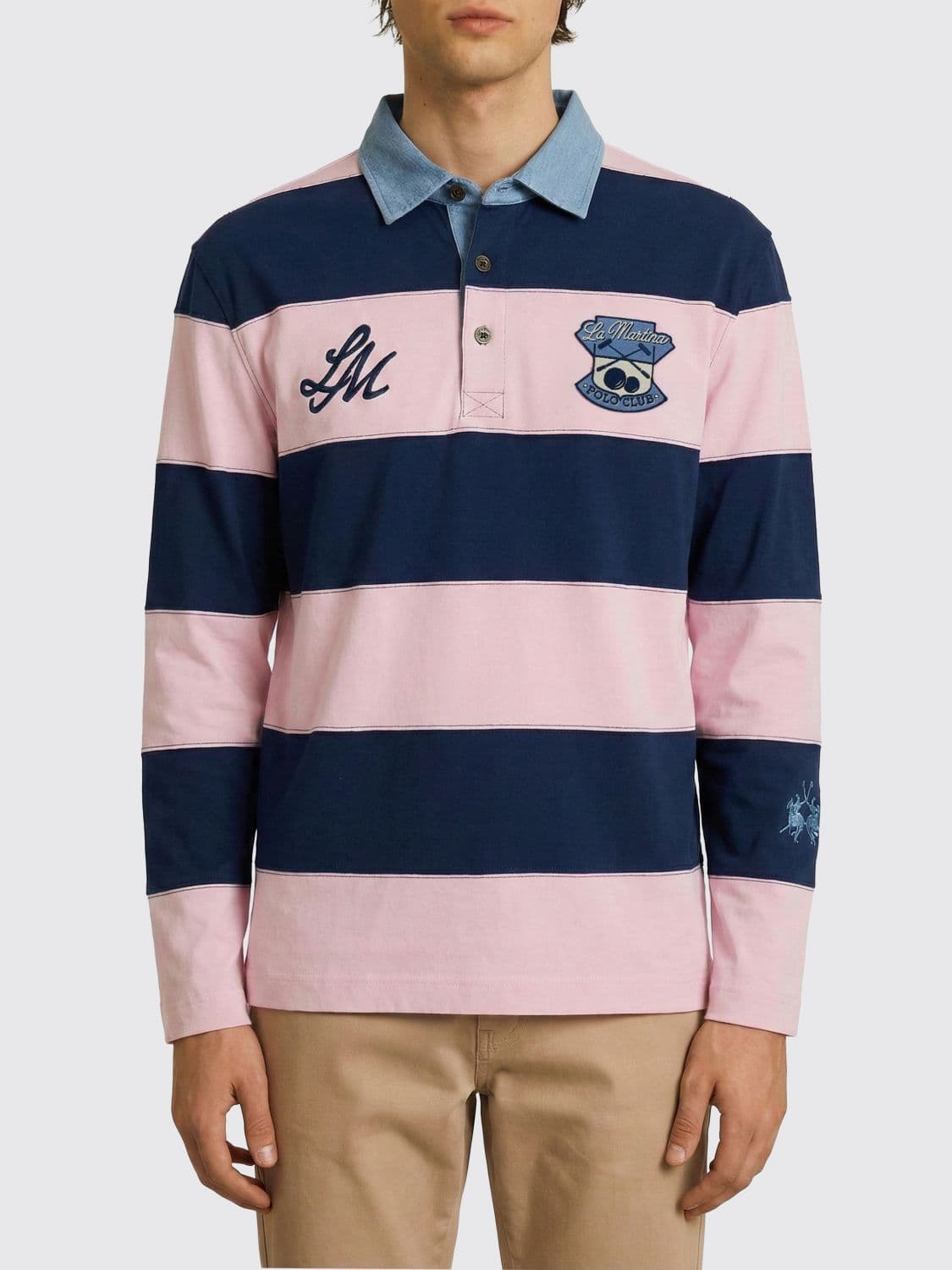 La Martina Striped Cotton Polo with Logo