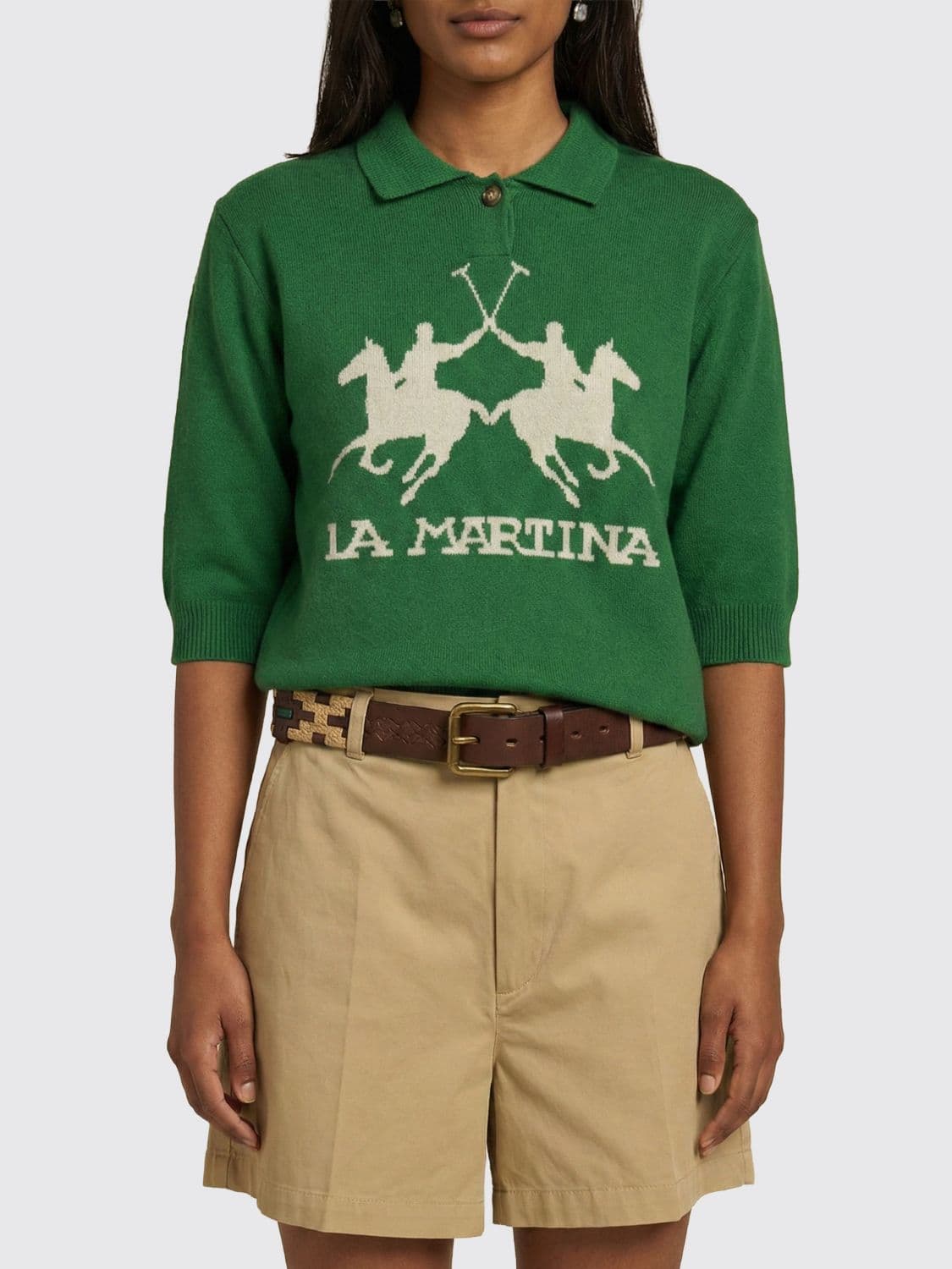 La Martina Cotton Knit Polo with Logo