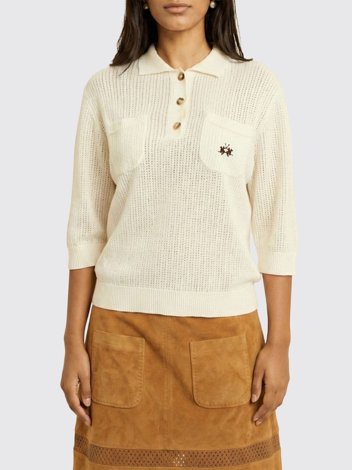 La Martina Cotton Knit Polo with Logo