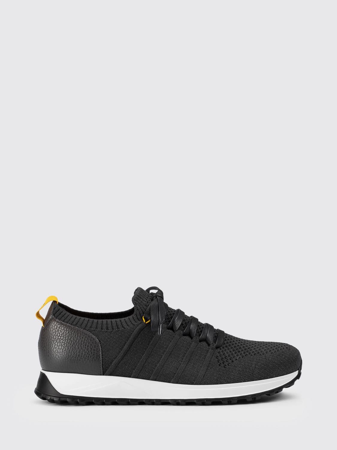 Doucal's Crochet Knit and Leather Sneakers