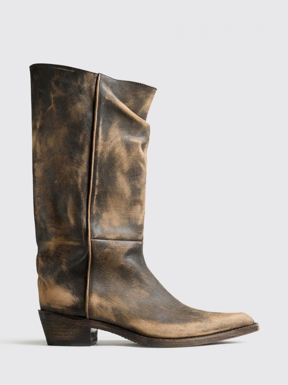 Khaite Clive Aged Leather Boot