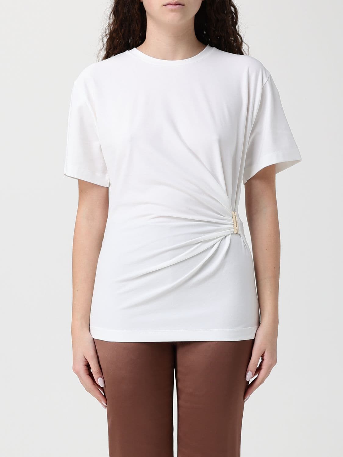 Pinko Draped Cotton T-shirts