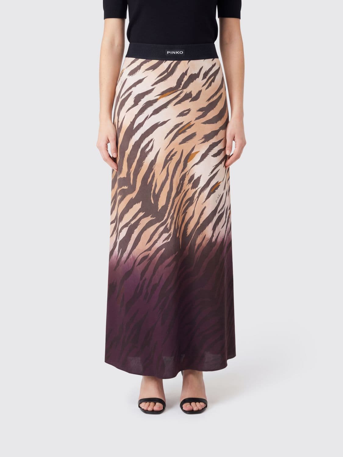 Pinko Printed Satin Long Skirt · M