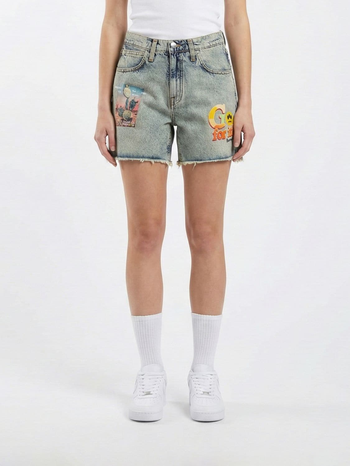 Barrow Denim Shorts with Graphic Print