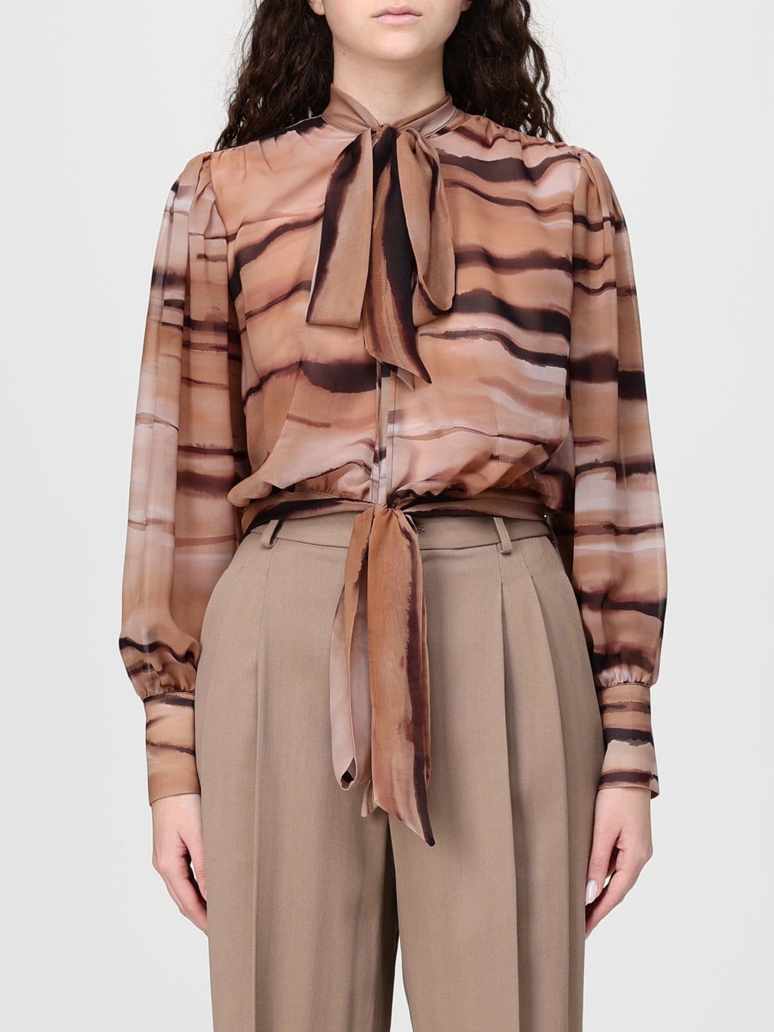 Elisabetta Franchi Chiffon Shirt with Abstract Print