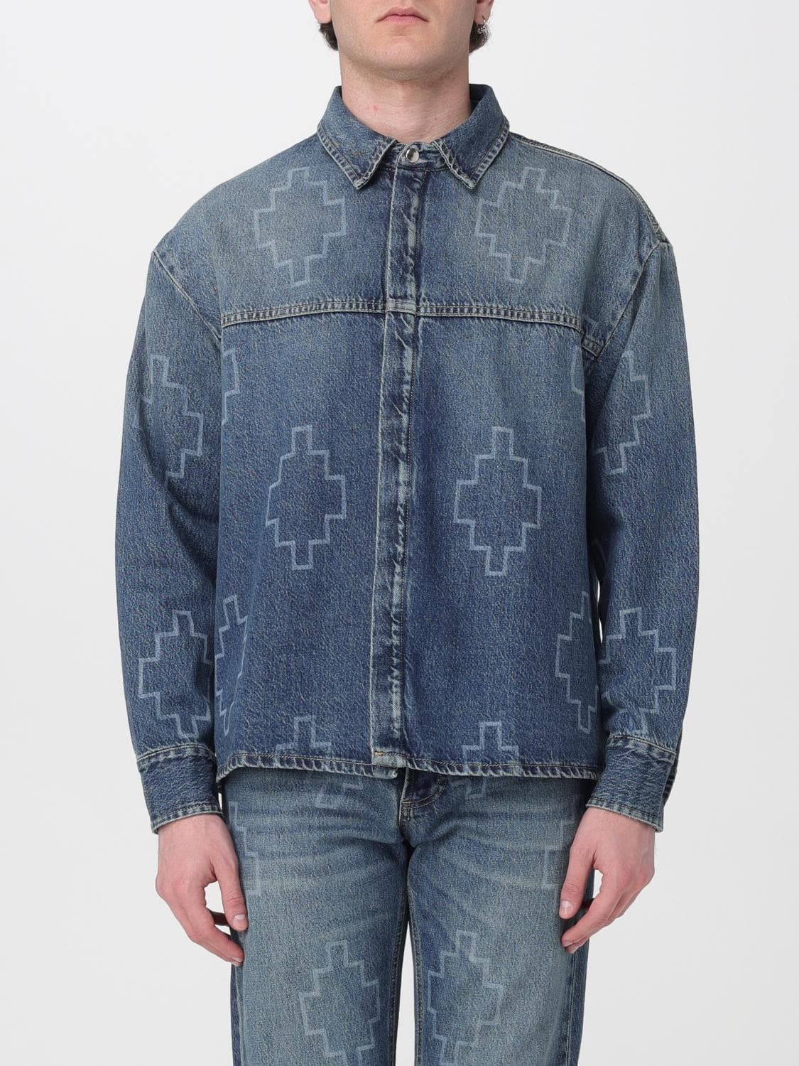 County Of Milan Cotton Casual Shirt with Monogram Print