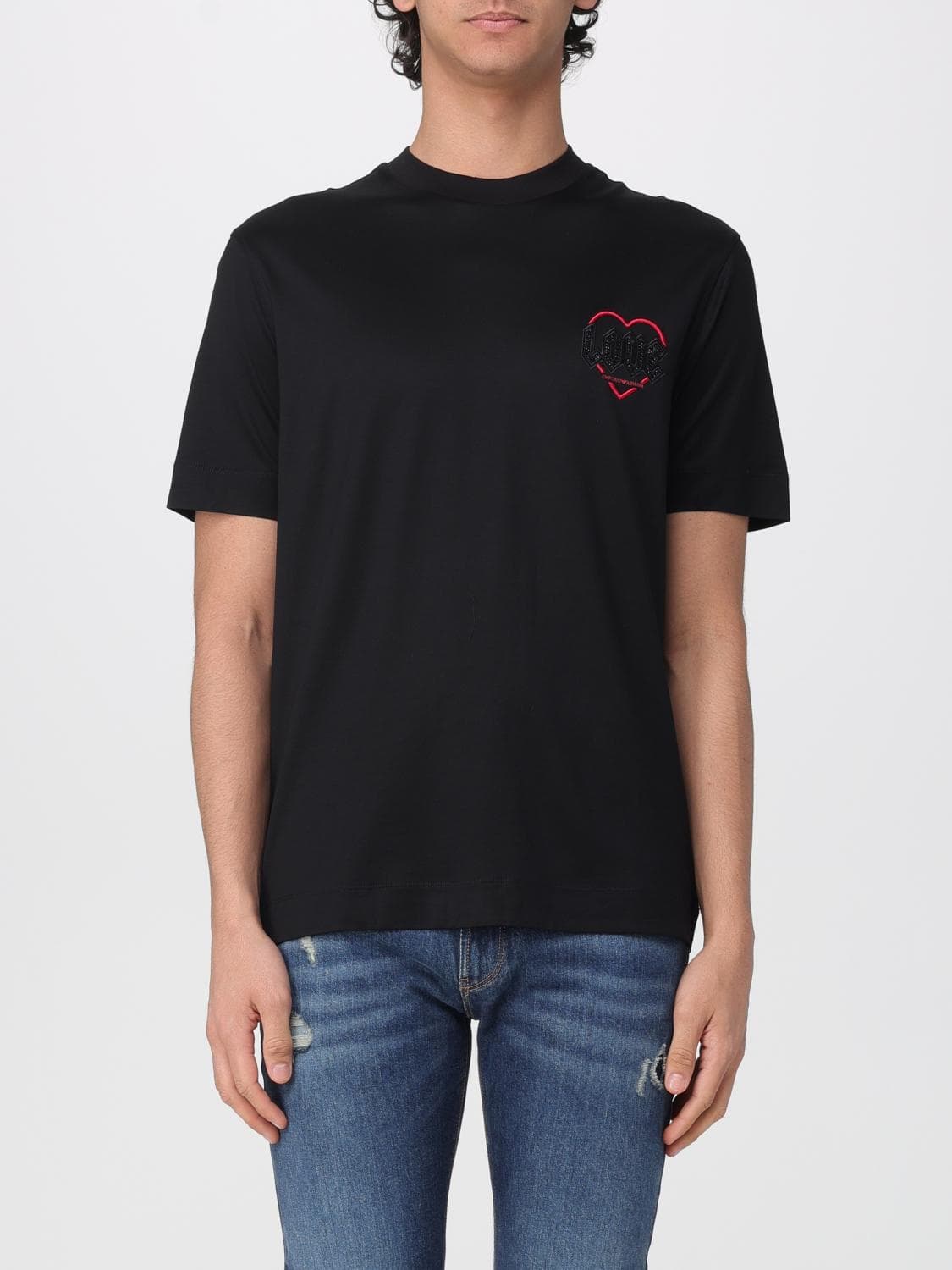 Emporio Armani Love Cotton T-Shirt with Rhinestones · M
