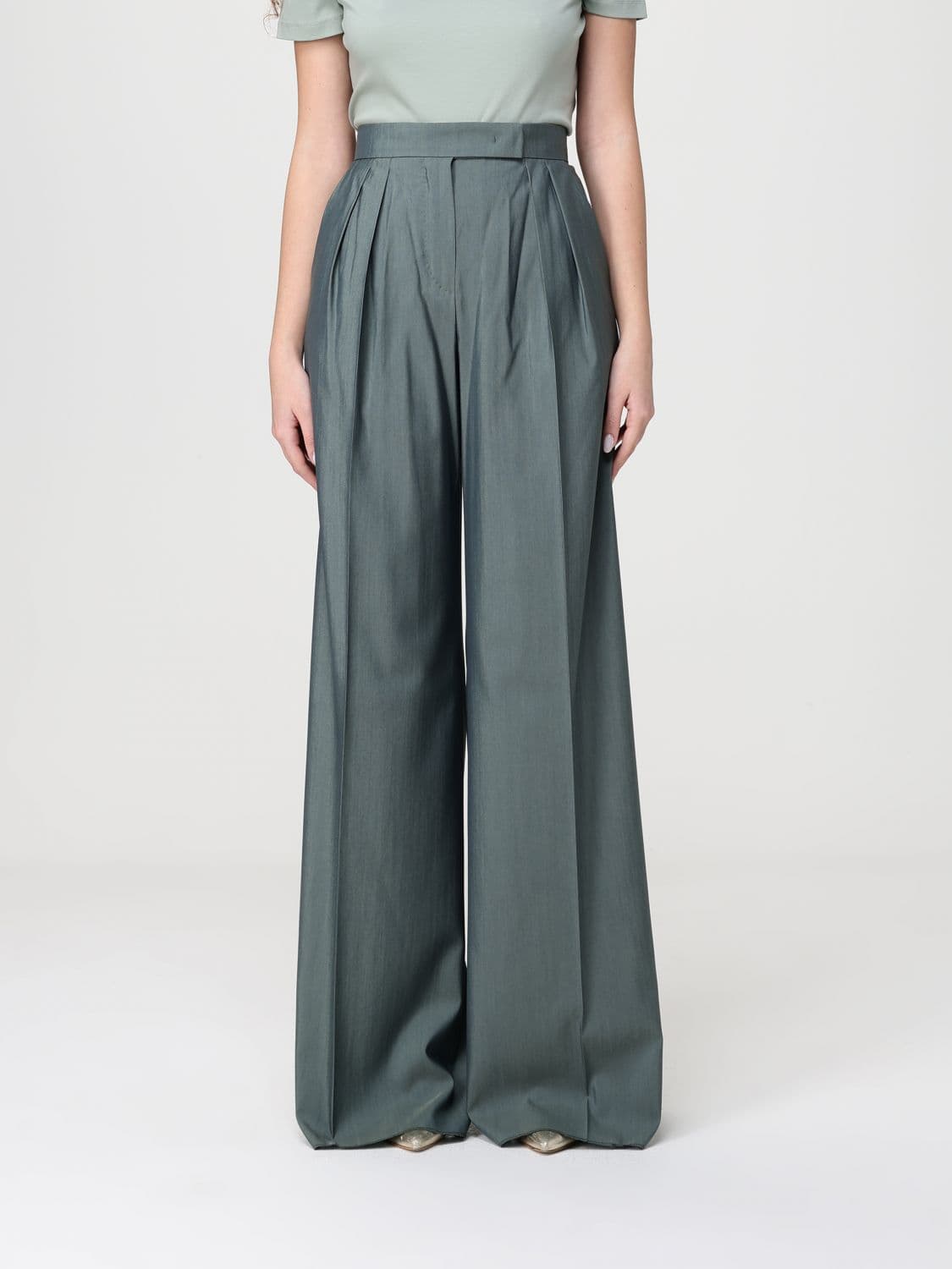 Max Mara Giallo Wide-Leg Wool Blend Trousers