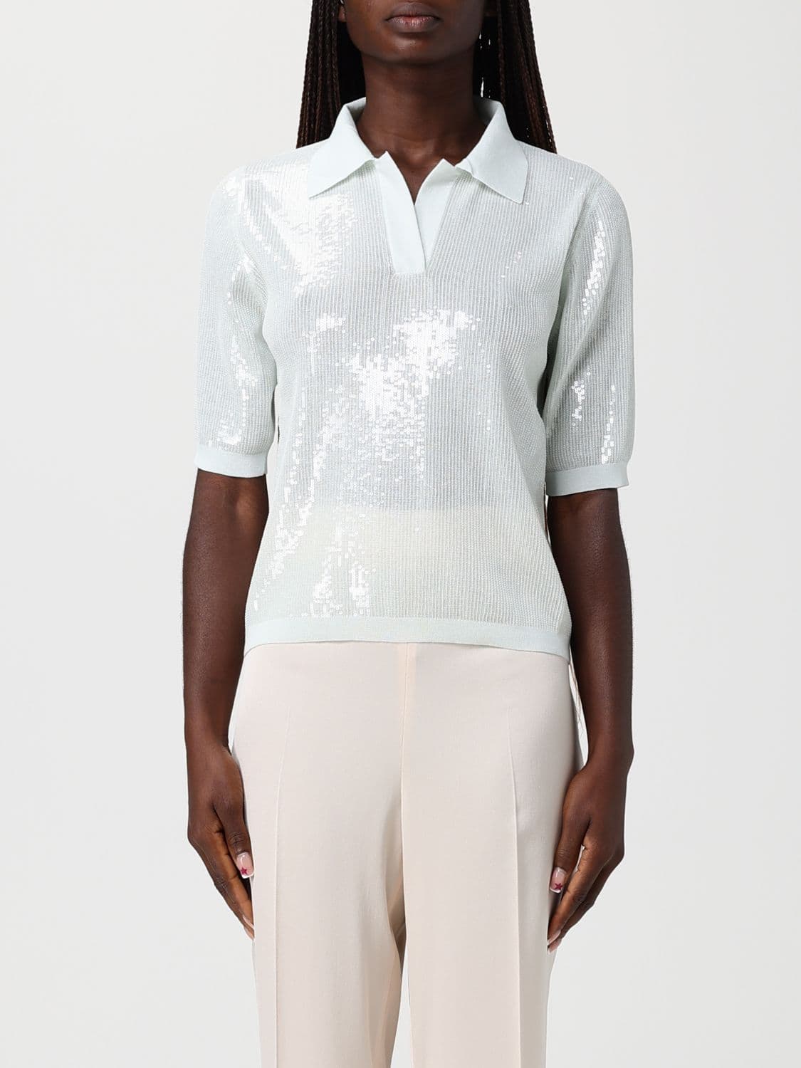 Twinset Cotton Polo Shirt With Sequins