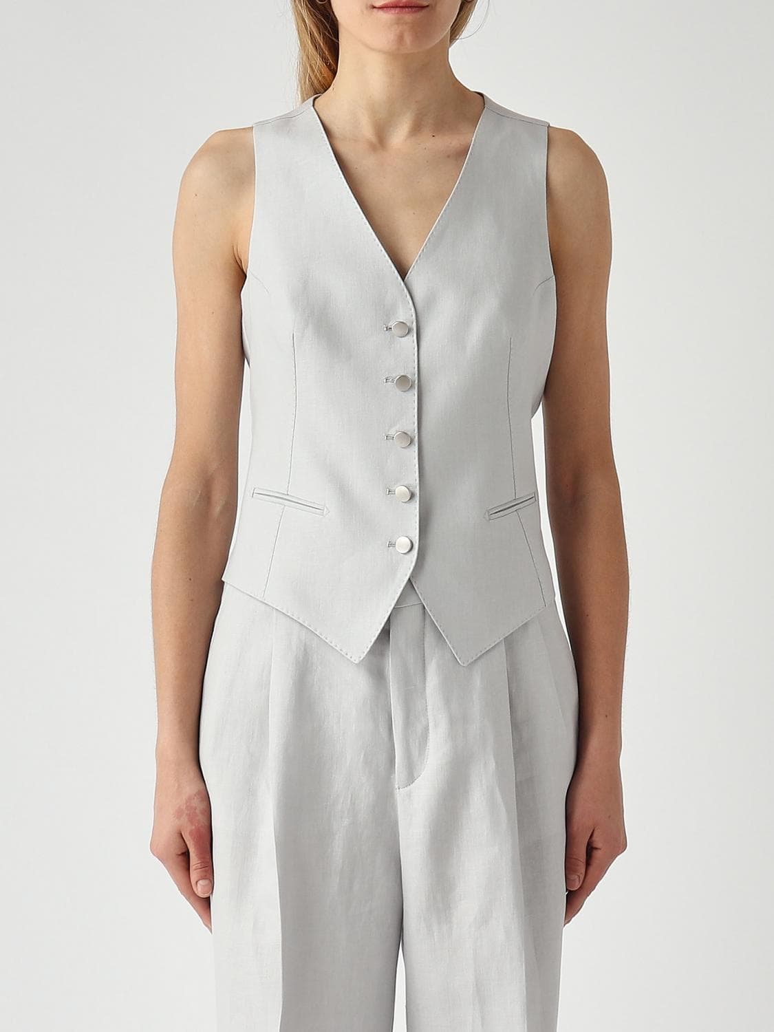 Tagliatore Linen Single-Breasted Vest · 42