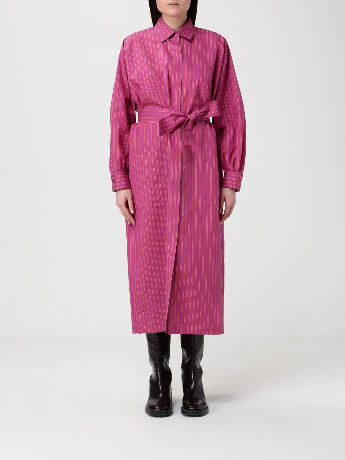 Max Mara Striped Cotton and Silk Chemisier Dress · 42