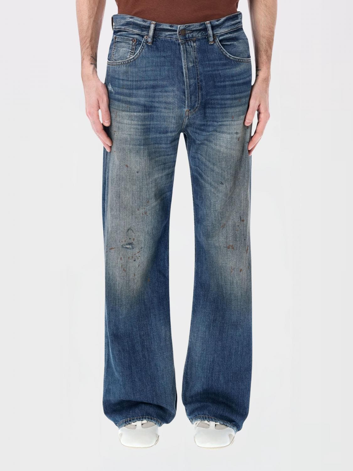 Acne Studios Palazzo Jeans in Used Effect Denim · 36
