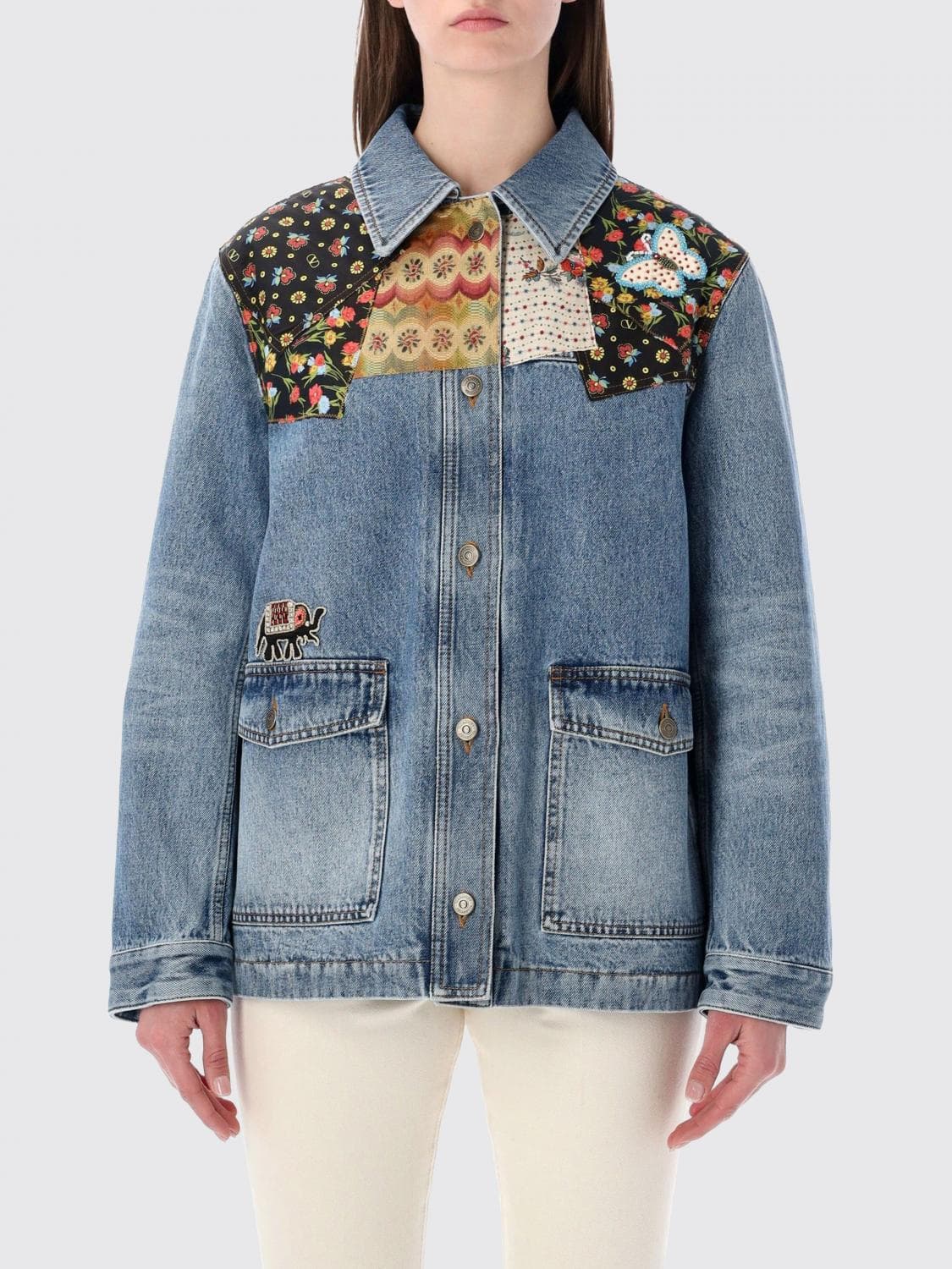 Valentino Denim Jacket with Patchwork Inserts