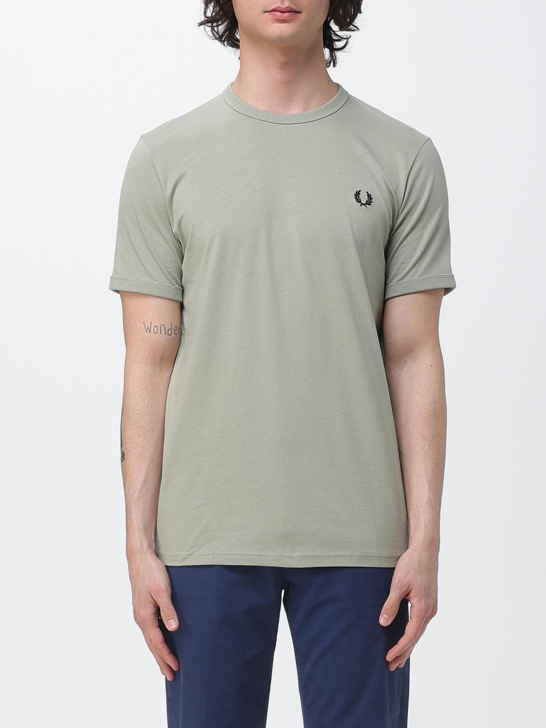 Fred Perry Cotton T-Shirt with Mini Logo
