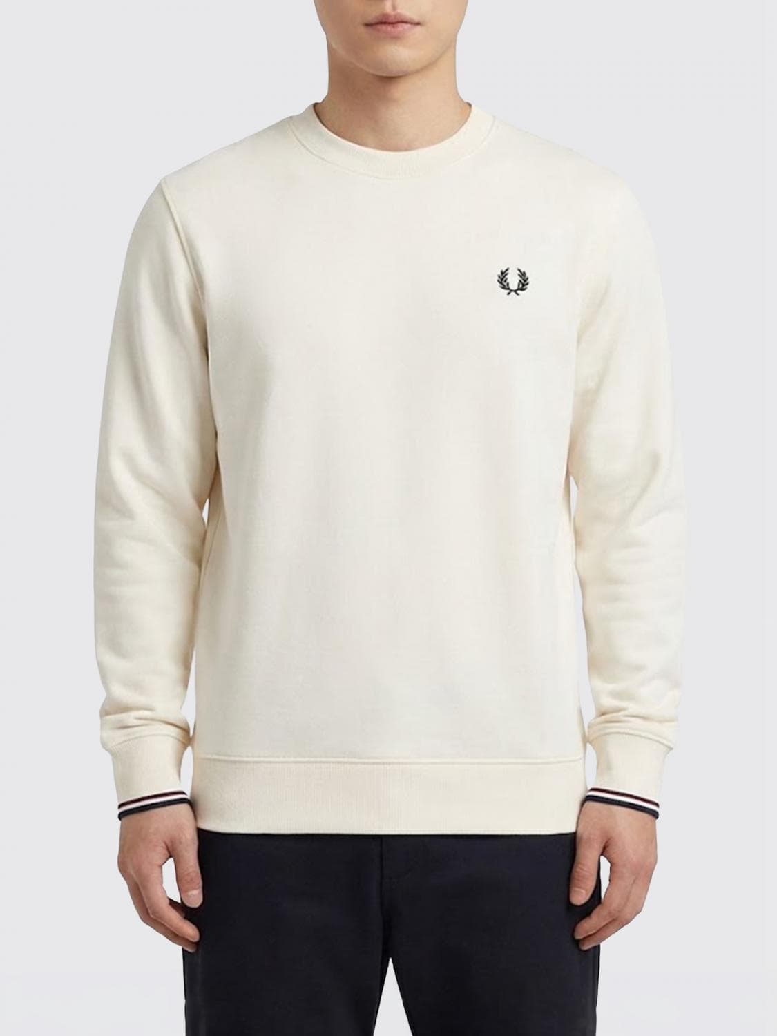 Fred Perry Cotton Crew-Neck Sweatshirt with Logo