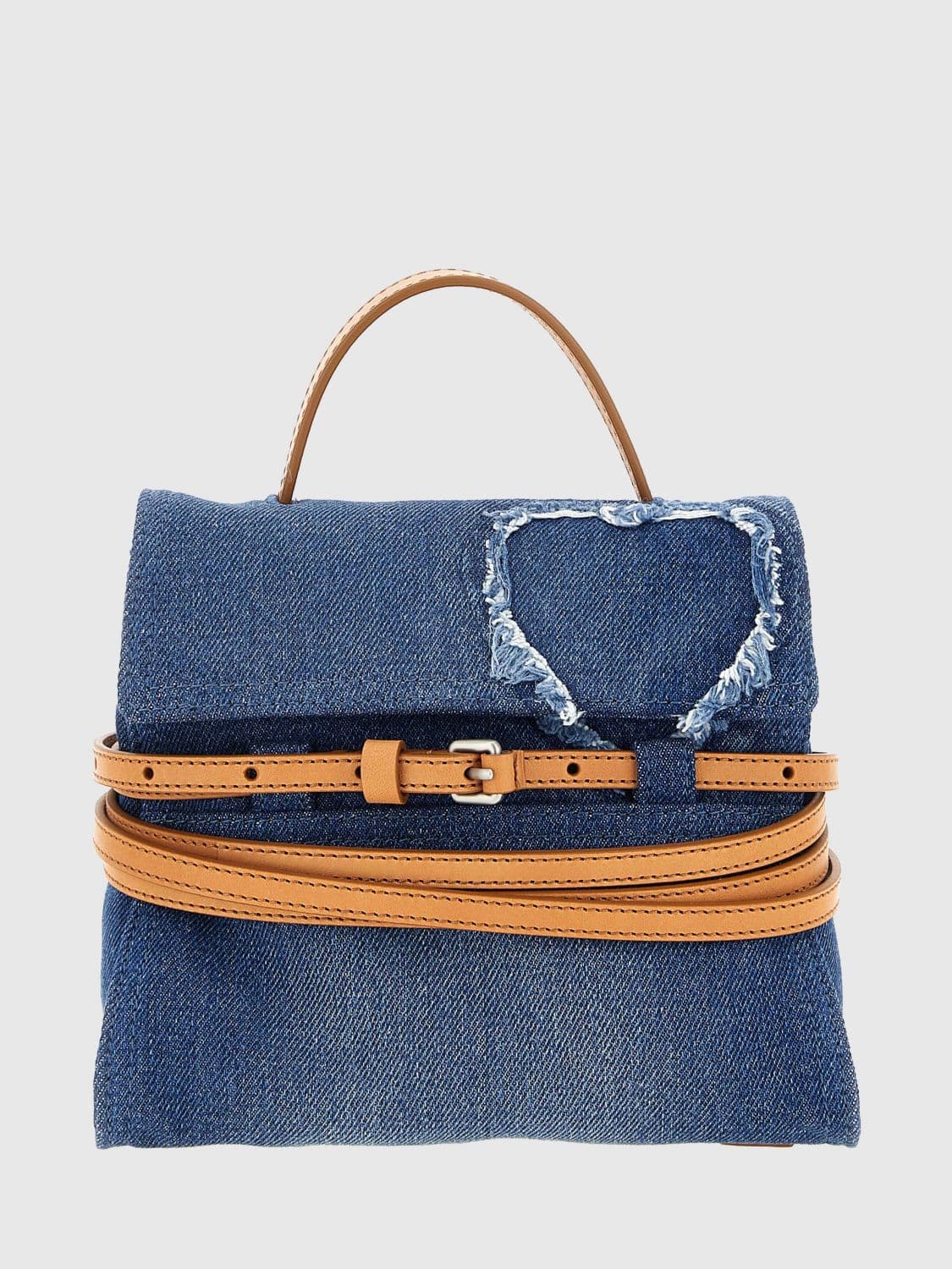 Moschino Couture Tie Me Cotton Denim and Leather Bag