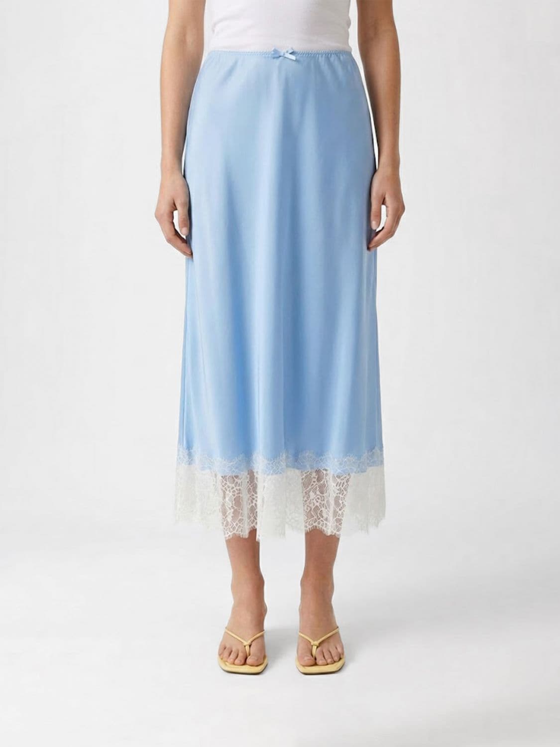 Moschino Couture Silk Skirt with Lace Inserts