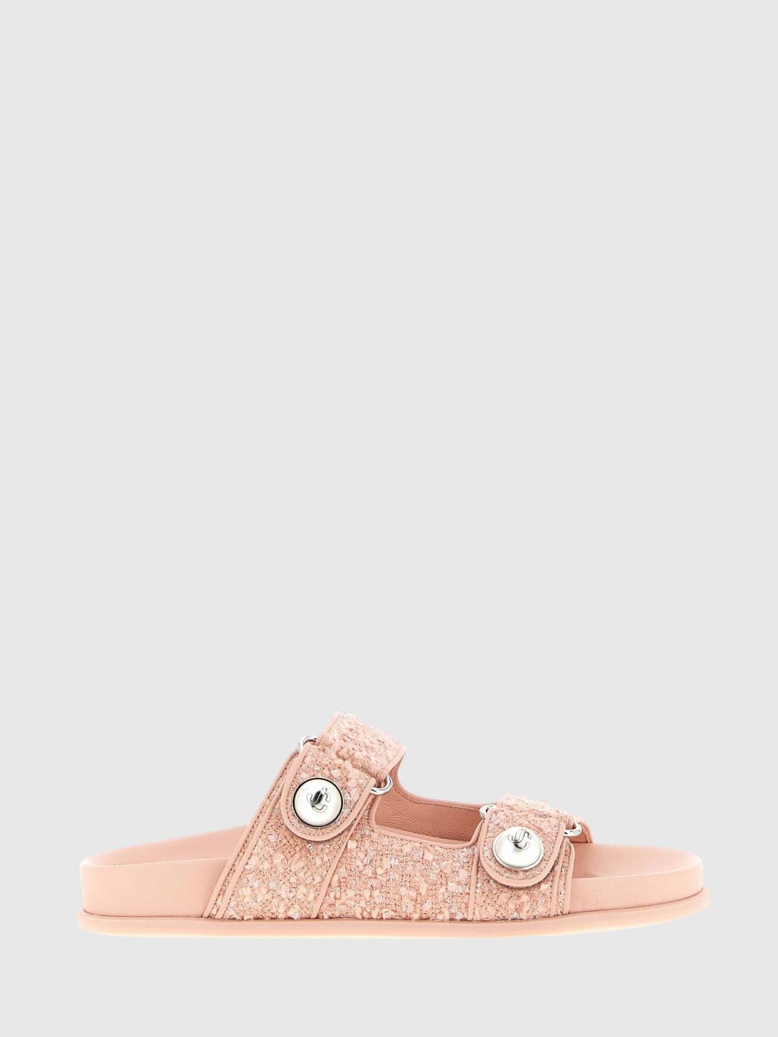 Jimmy Choo Fayence Tweed Sandals with Embroidered Sequins