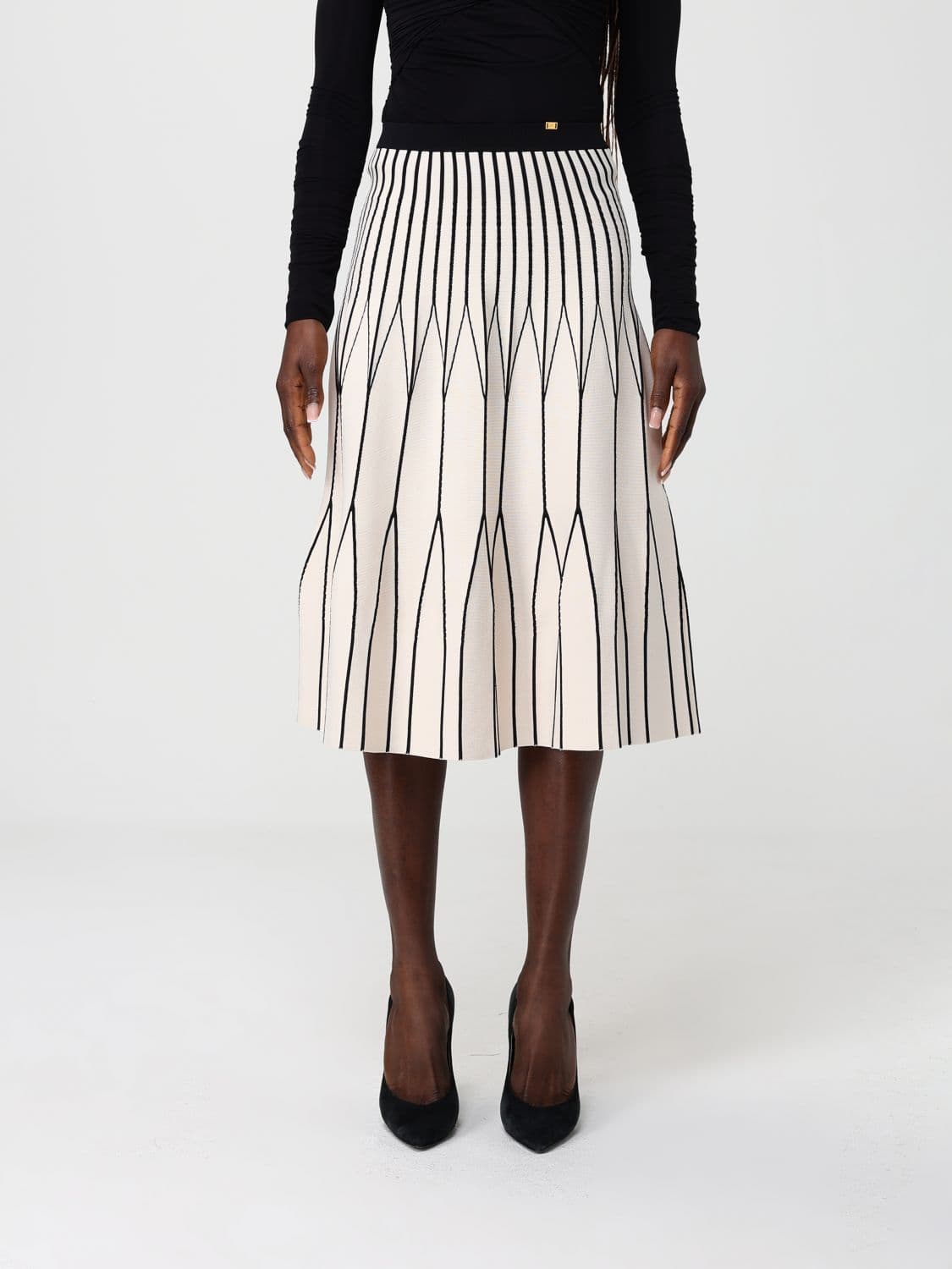 Elisabetta Franchi Two Tone Viscose Knit Skirt