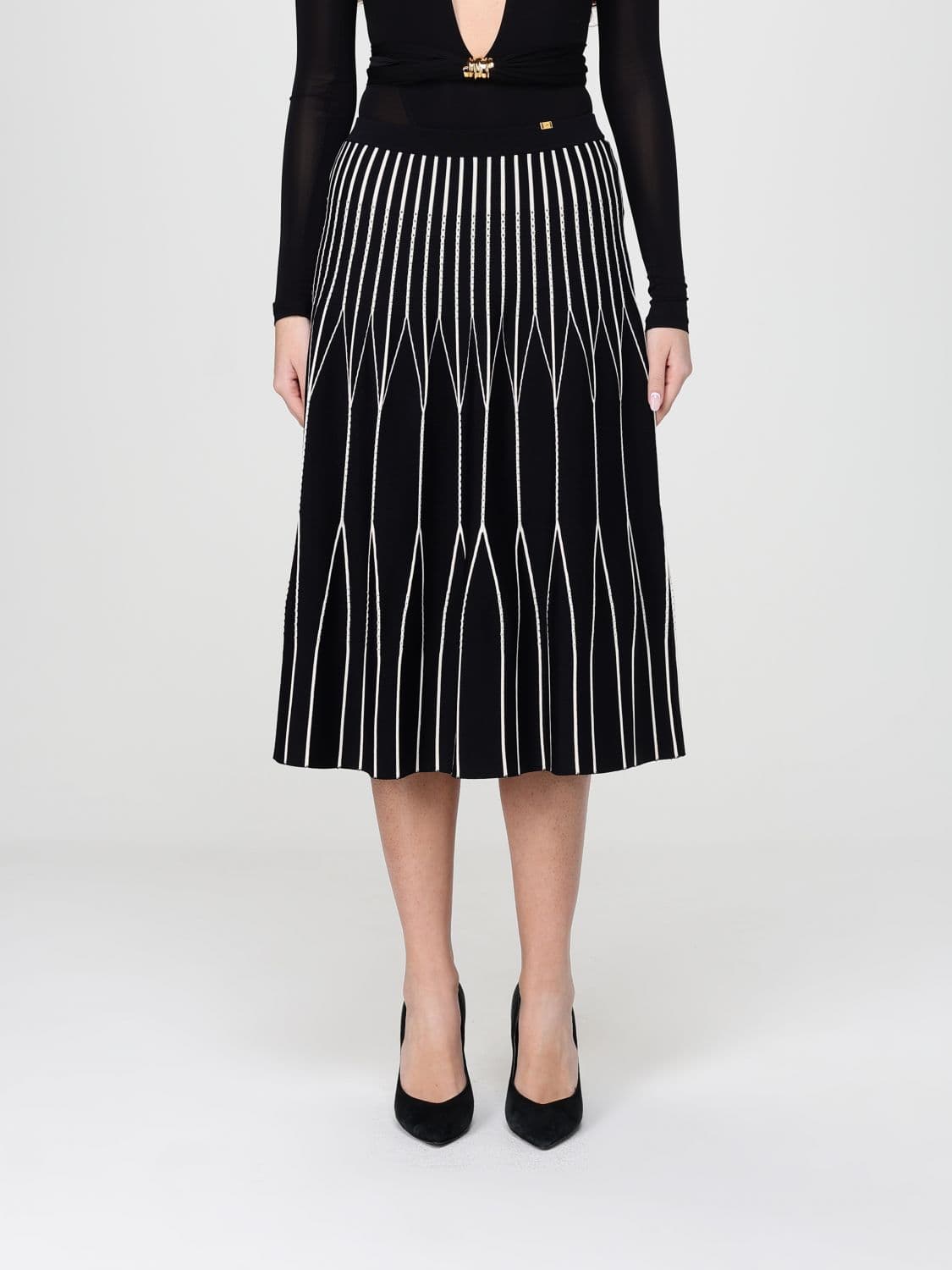 Elisabetta Franchi Two Tone Viscose Knit Skirt
