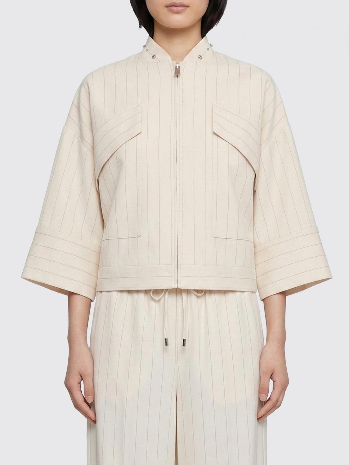 Liu Jo Pinstriped Viscose Blend Jacket